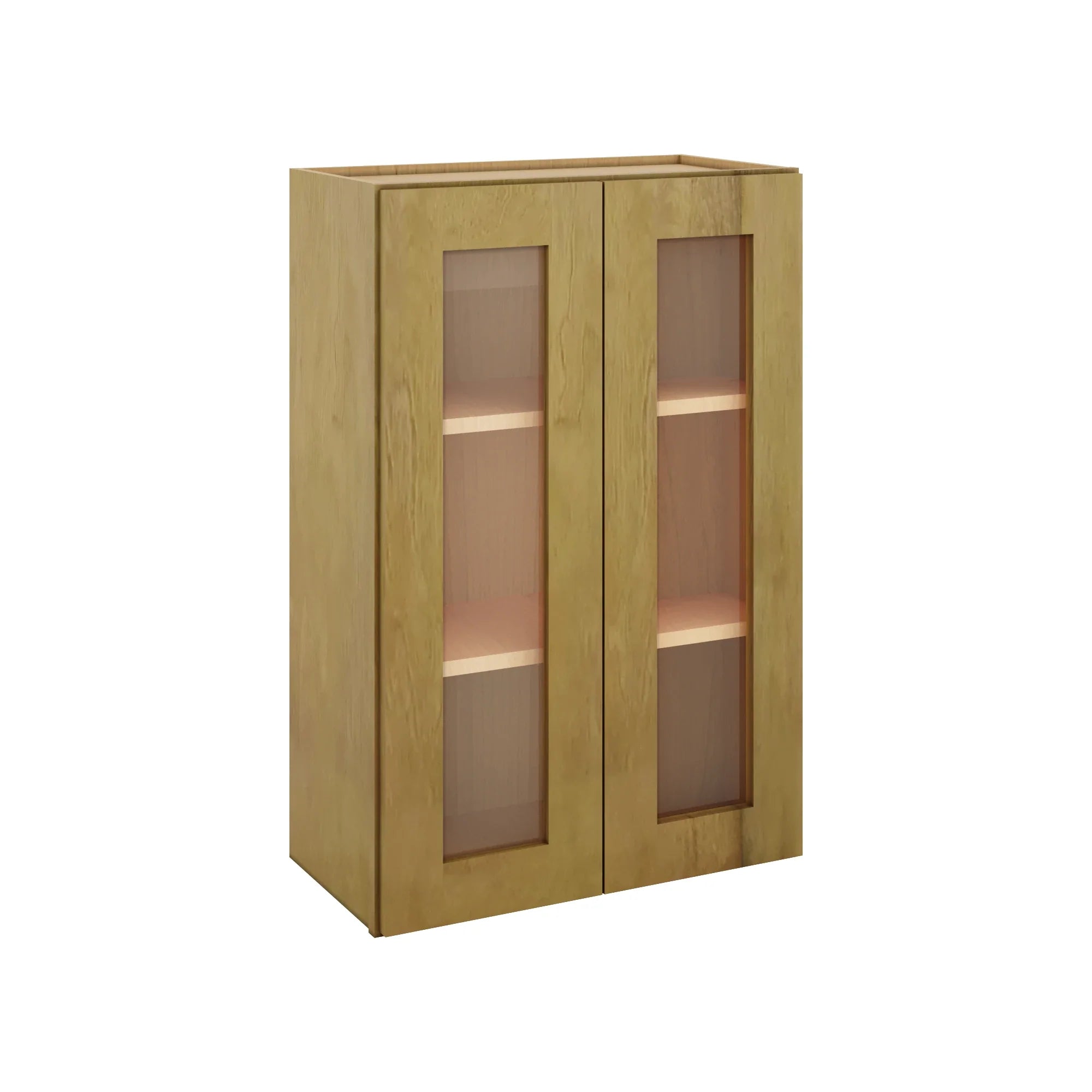 Modernform Cabinet Natural Shaker 24" W X 36" H X 12" D Double Glass Door Wall Cabinet