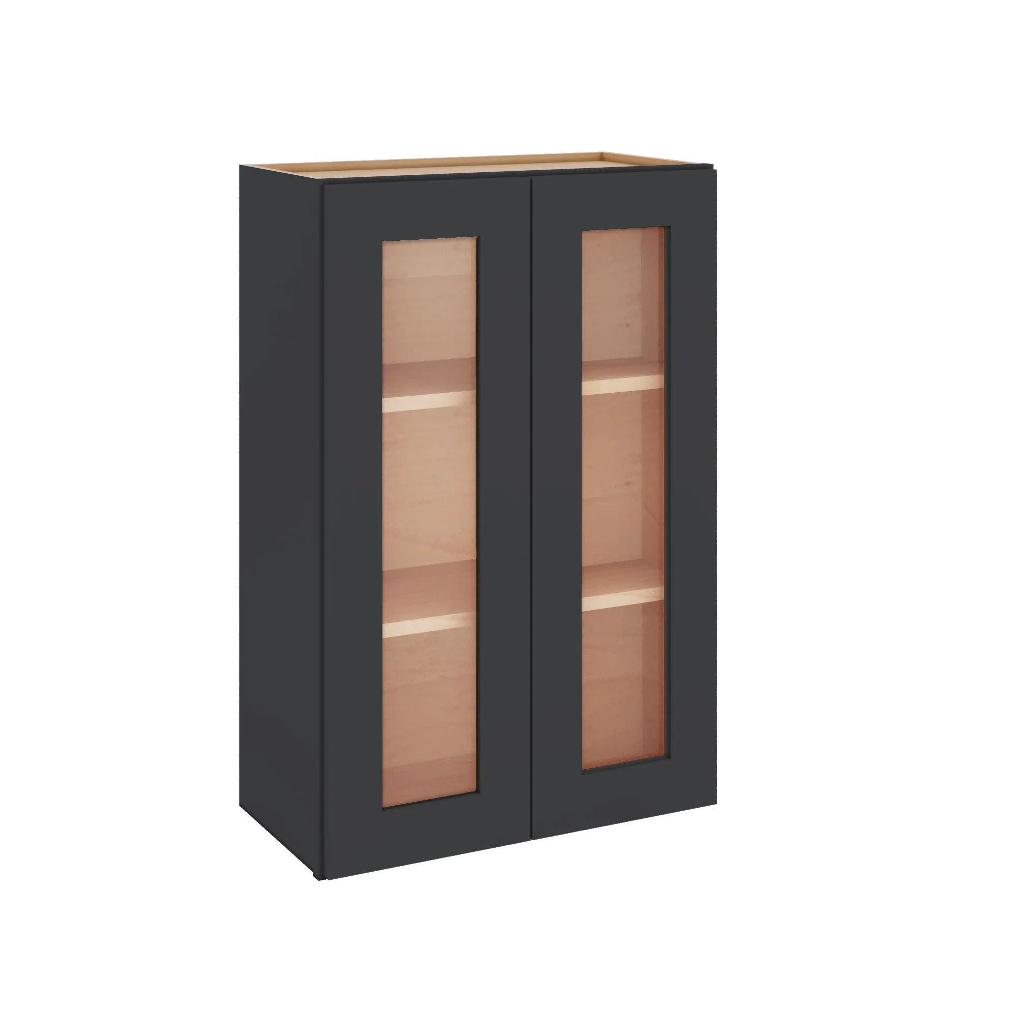 Modernform Cabinet Onyx Black Shaker 24" W X 36" H X 12" D Double Glass Door Wall Cabinet