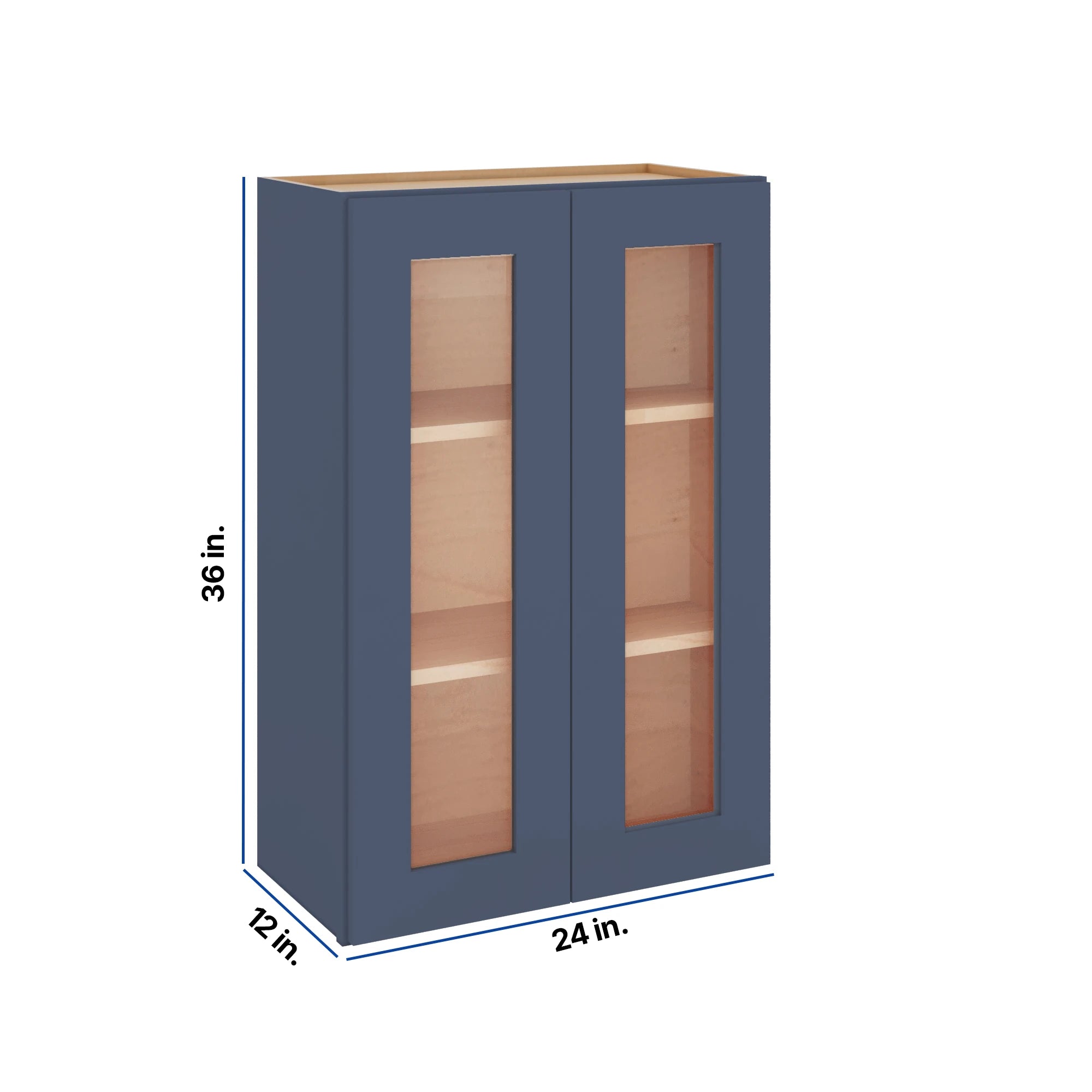 Modernform Cabinet Signature Blue 24" W X 36" H X 12" D Double Glass Door Wall Cabinet