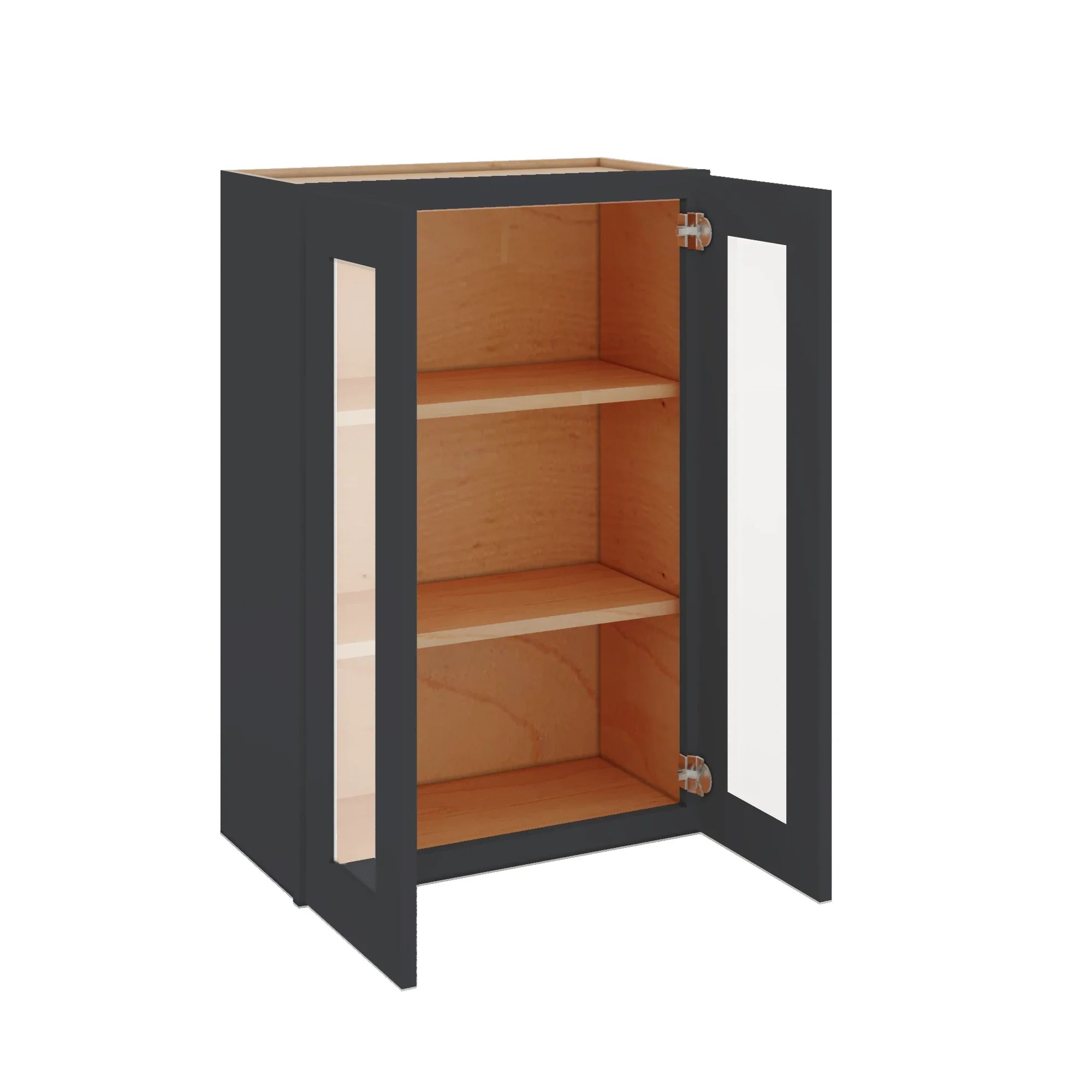 Modernform Cabinet Onyx Black Shaker 24" W X 36" H X 12" D Double Glass Door Wall Cabinet