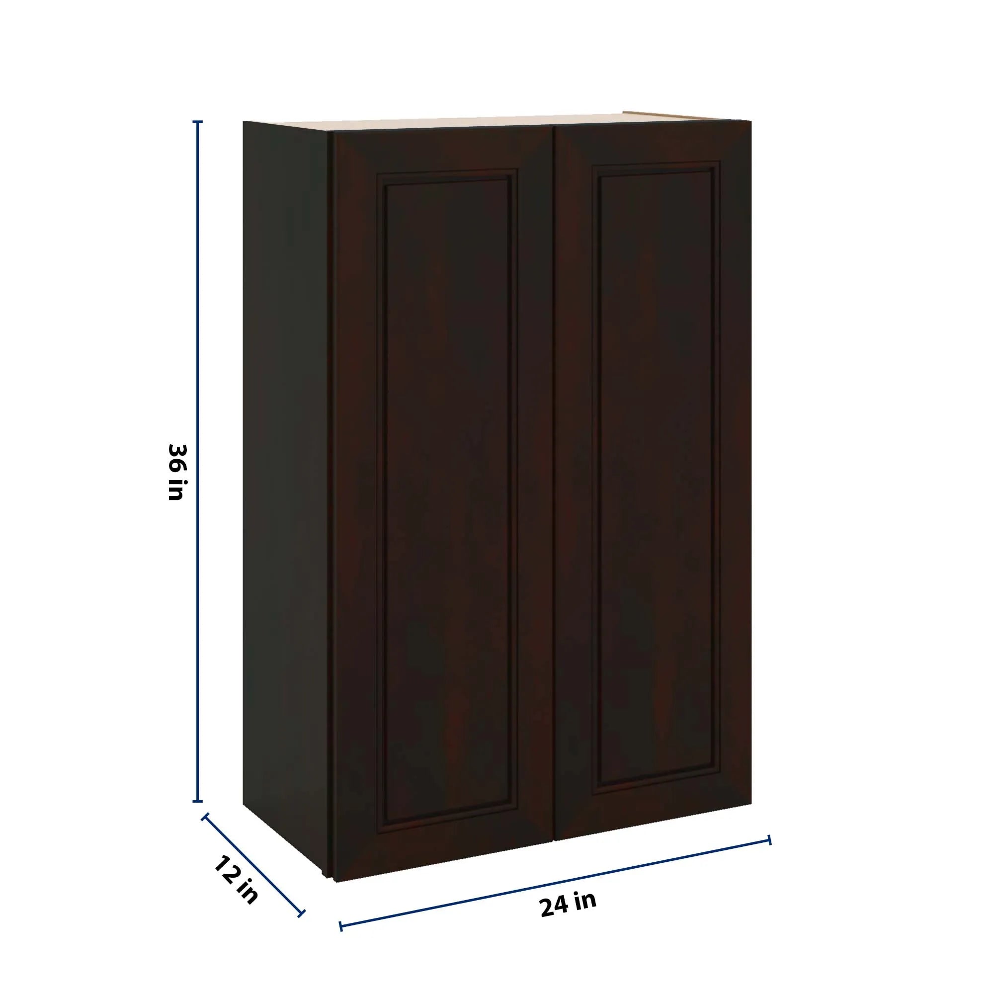 J&K Espresso K8 Double Door Wall Cabinet - 24" W x 36" H