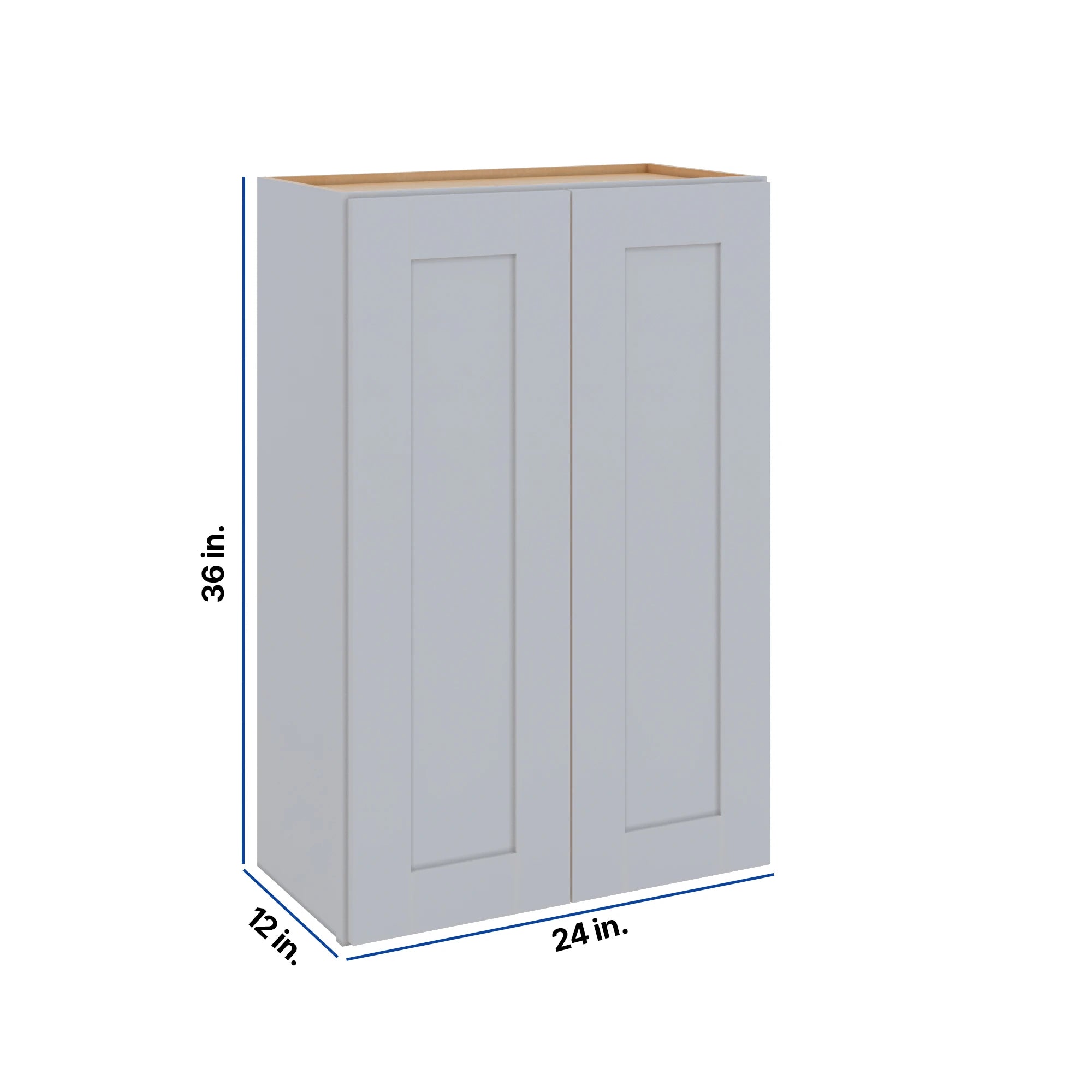 Modernform Cabinet Grey Shaker 24" W X 36" H X 12" D Double Door Wall Cabinet