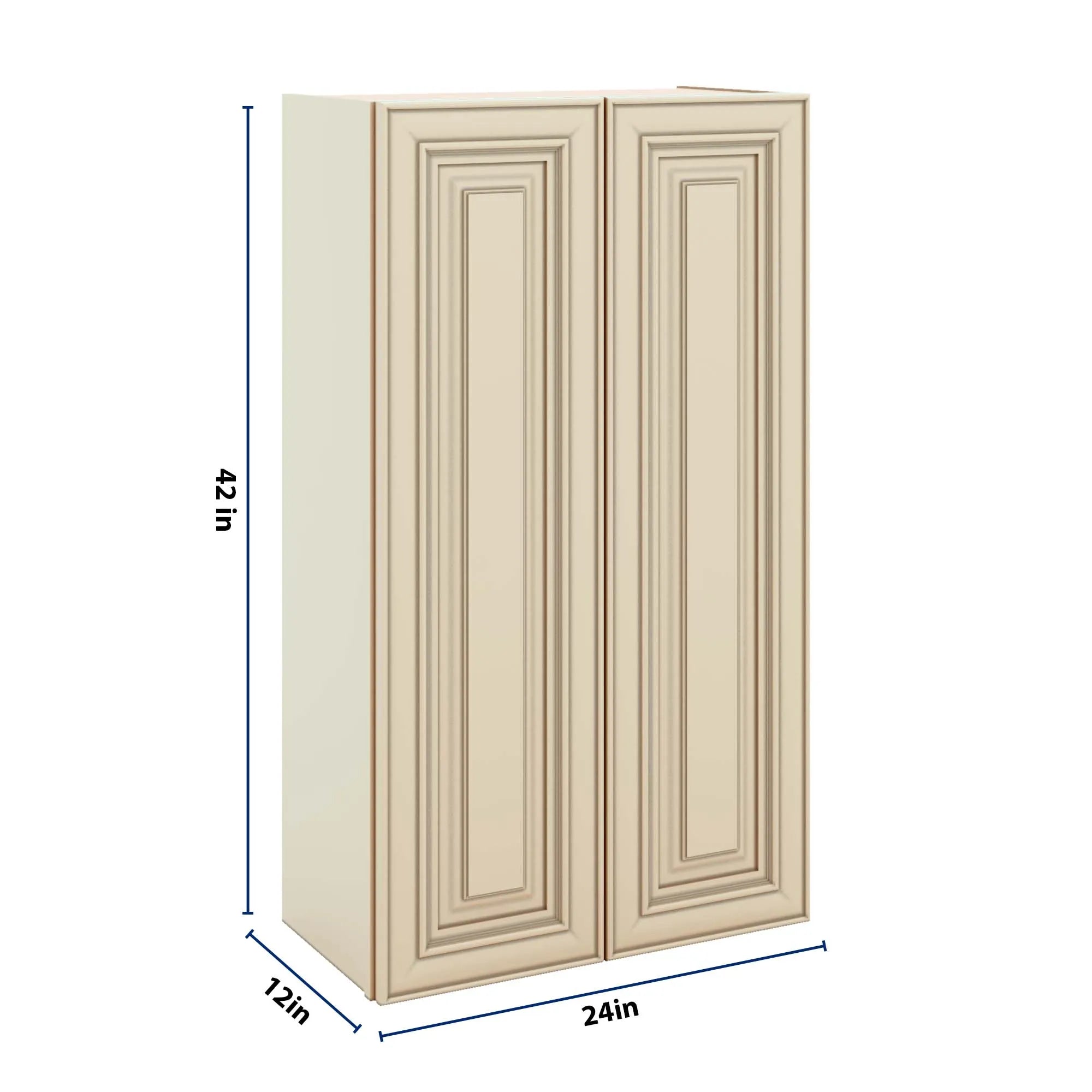 J&K Creme Glazed A7 Double Door Wall Cabinet - 24" W x 42" H