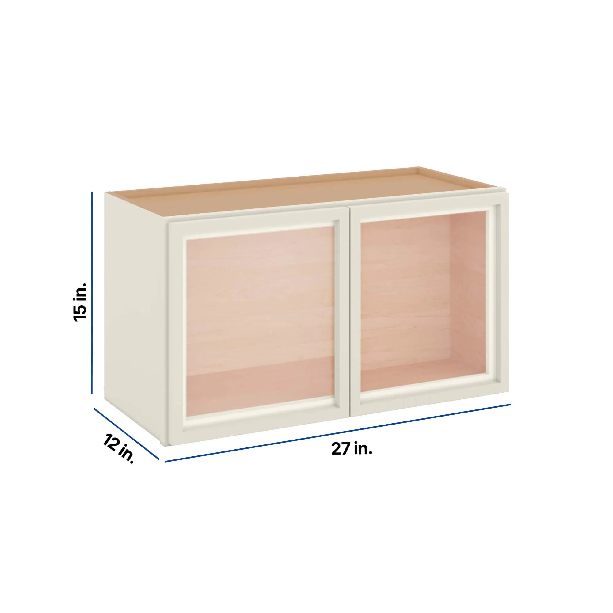 Modernform Cabinet Slim Dove White 27" W X 15" H X 12" D Double Glass Door Wall Cabinet