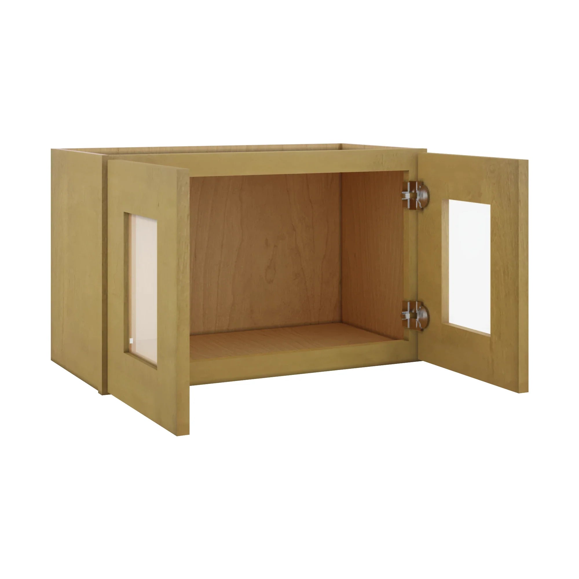 Modernform Cabinet Natural Shaker 27" W X 15" H X 12" D Double Glass Door Wall Cabinet