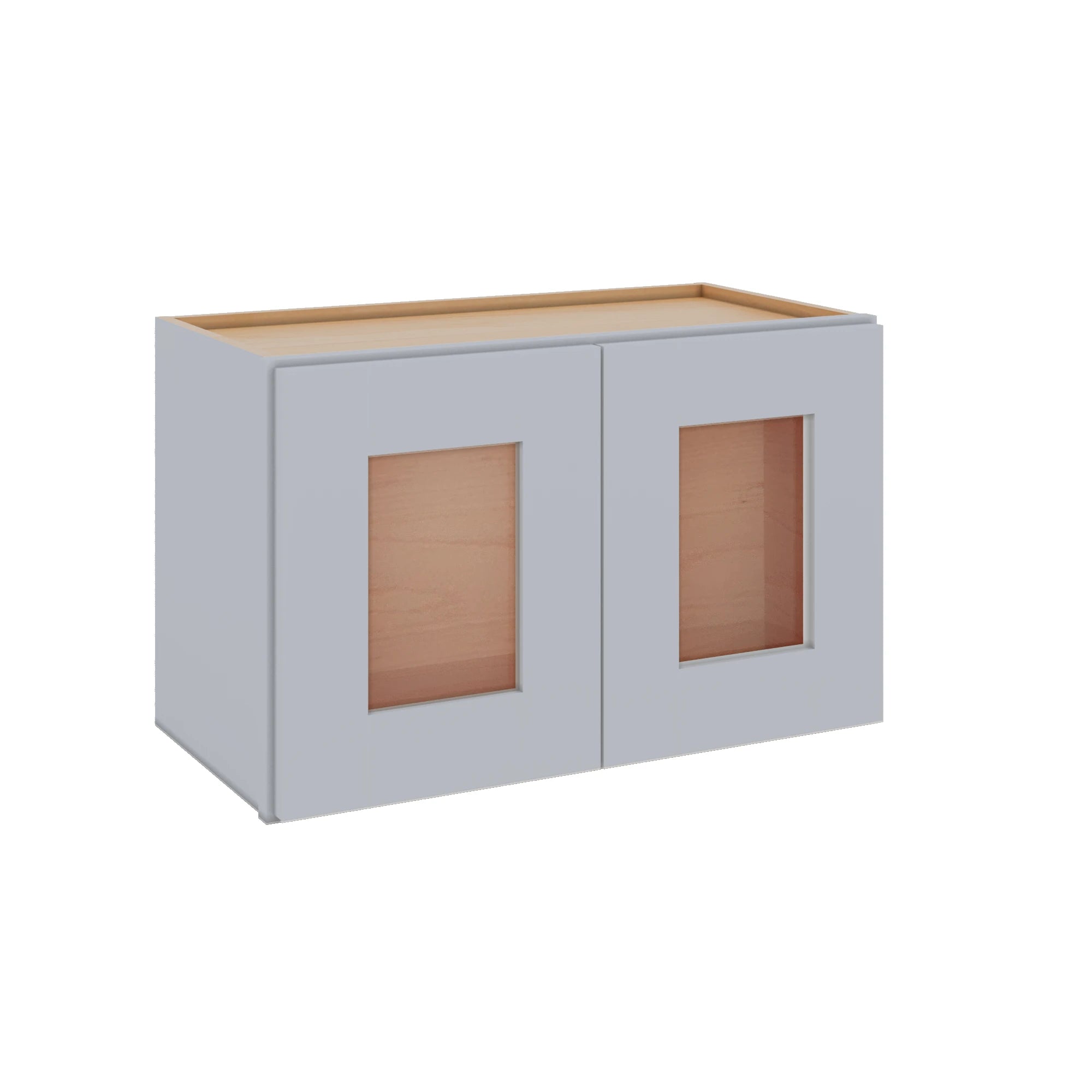 Modernform Cabinet Grey Shaker 27" W X 15" H X 12" D Double Glass Door Wall Cabinet