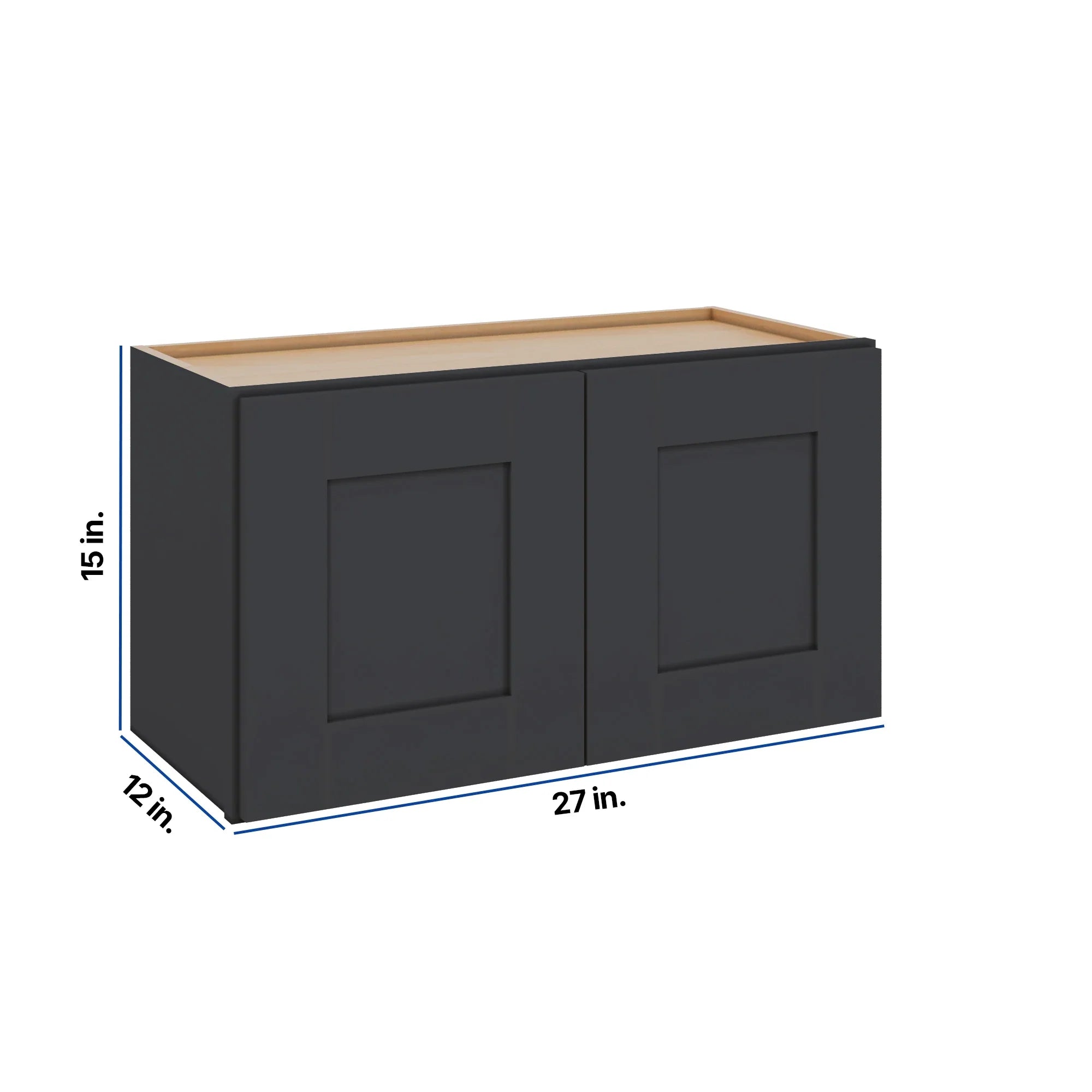 Modernform Cabinet Onyx Black Shaker 27" W X 15" H X 12" D Double Door Wall Cabinet