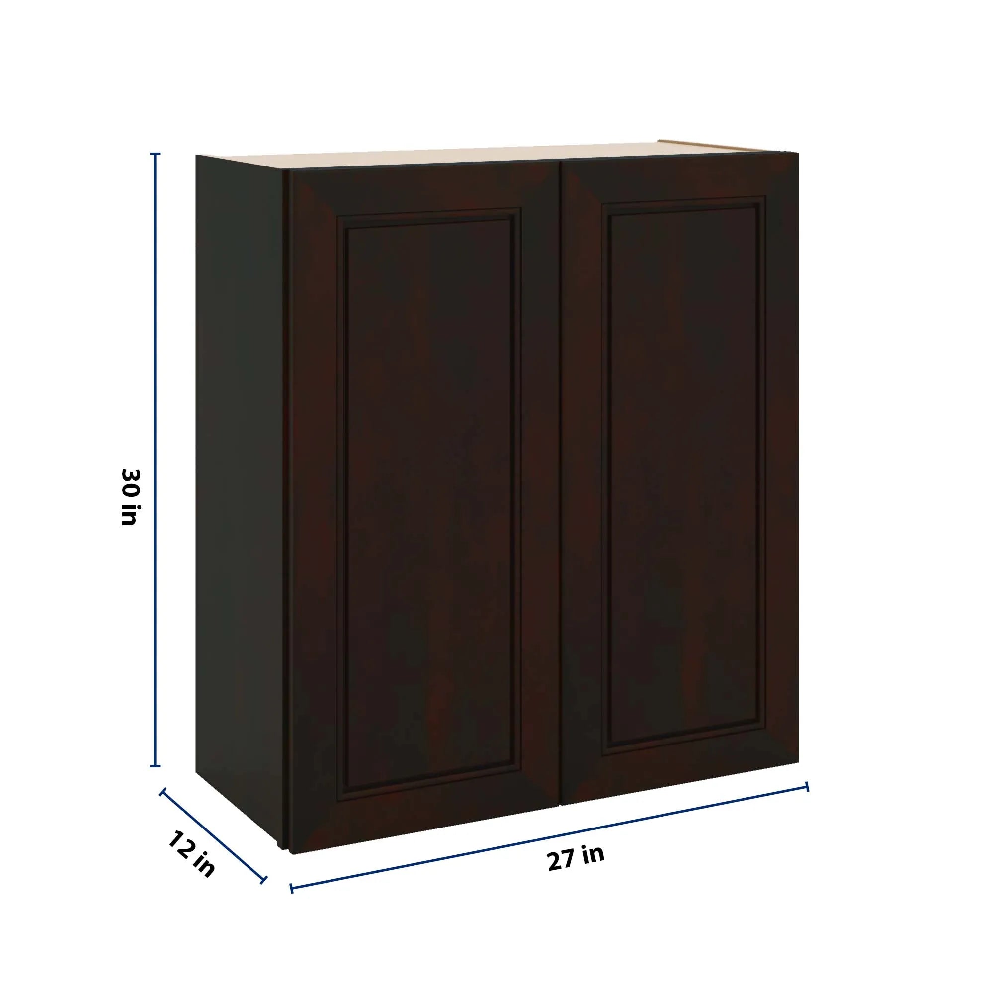 J&K Espresso K8 Double Door Wall Cabinet - 27" W x 30" H