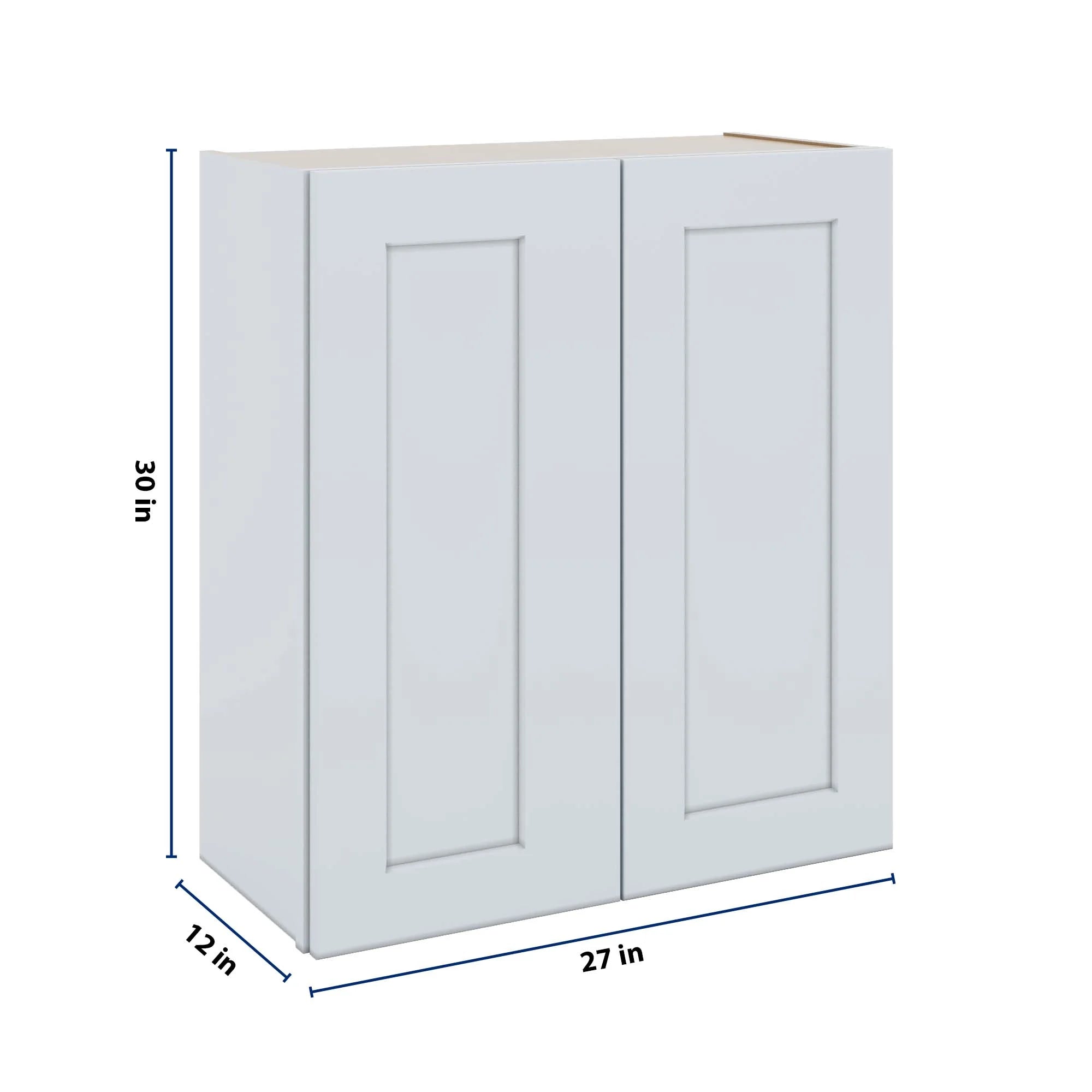 J&K White Shaker S8 Double Door Wall Cabinet - 27" W x 30" H