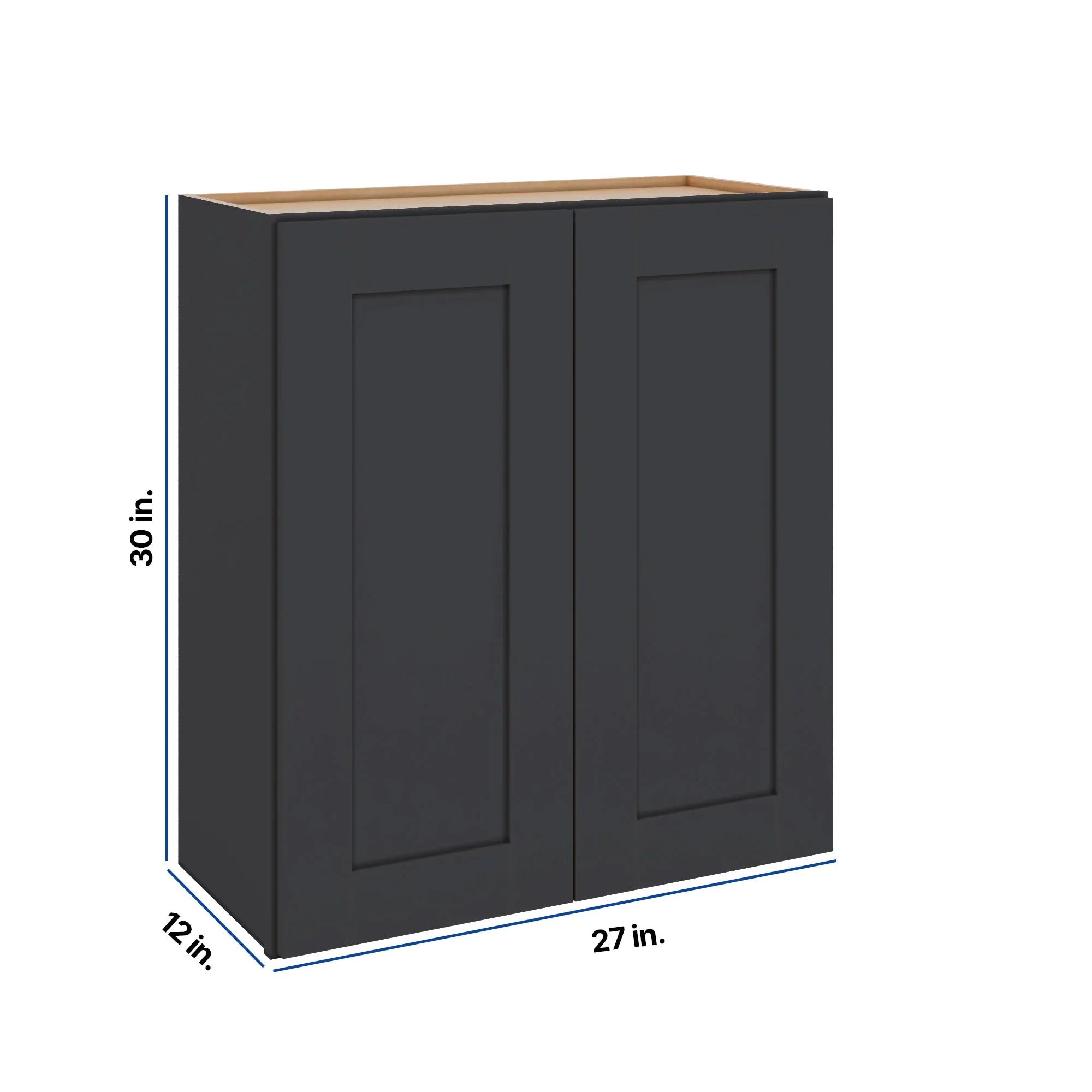 Modernform Cabinet Onyx Black Shaker 27" W X 30" H X 12" D Double Door Wall Cabinet