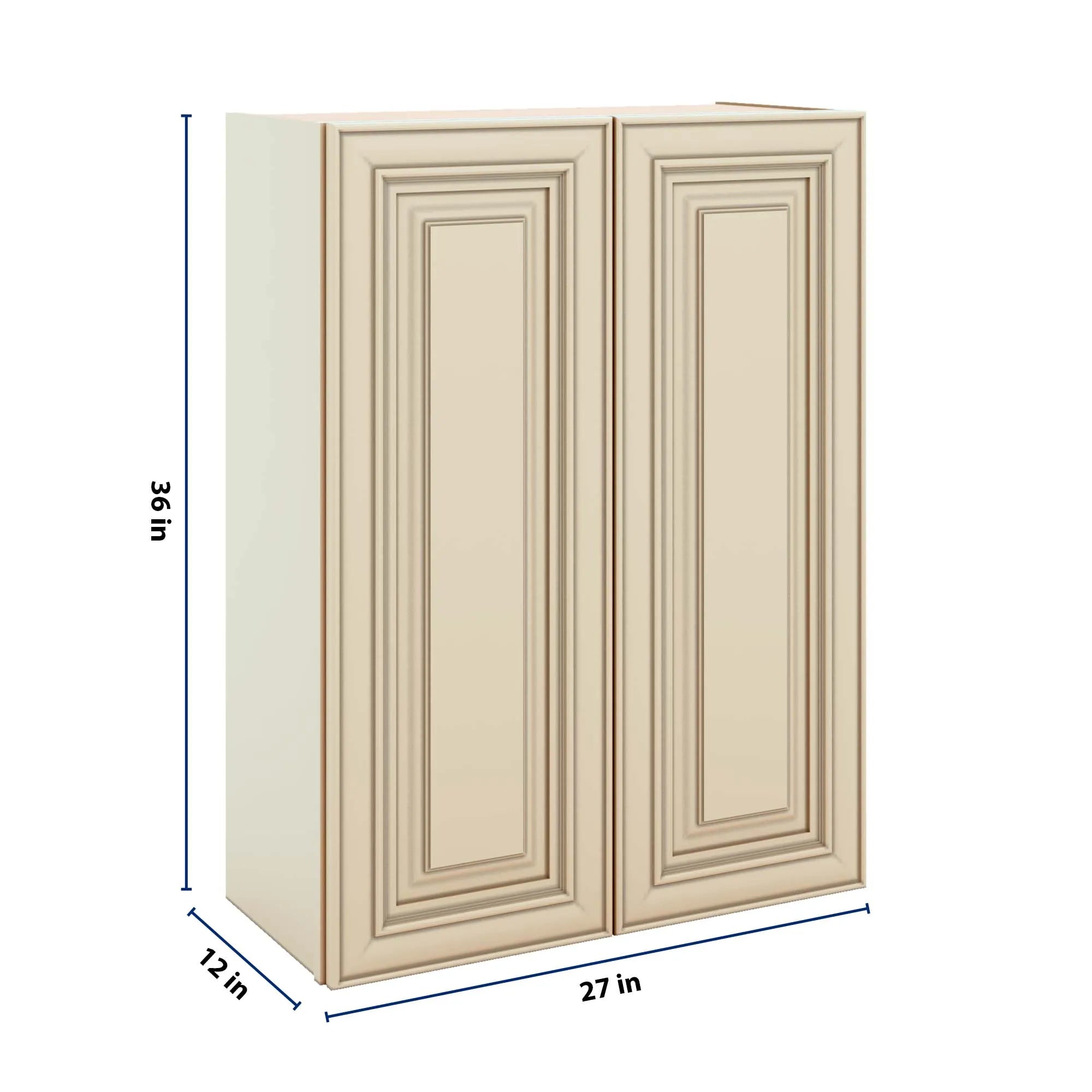 J&K Creme Glazed A7 Double Door Wall Cabinet - 27" W x 36" H