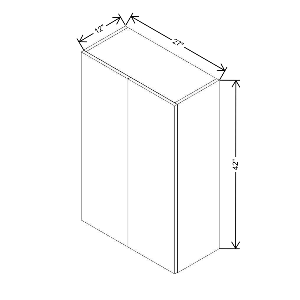 CNC Concord Elegant Smoky Grey 27" W X 42" H Double Door Wall Cabinet