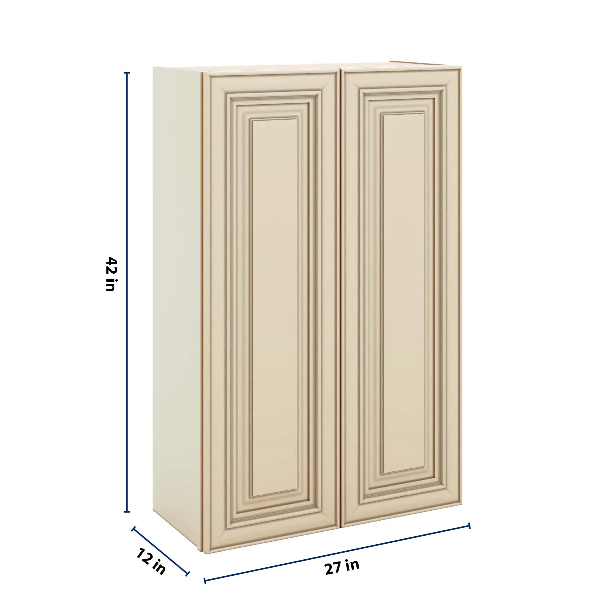 J&K Creme Glazed A7 Double Door Wall Cabinet - 27" W x 42" H