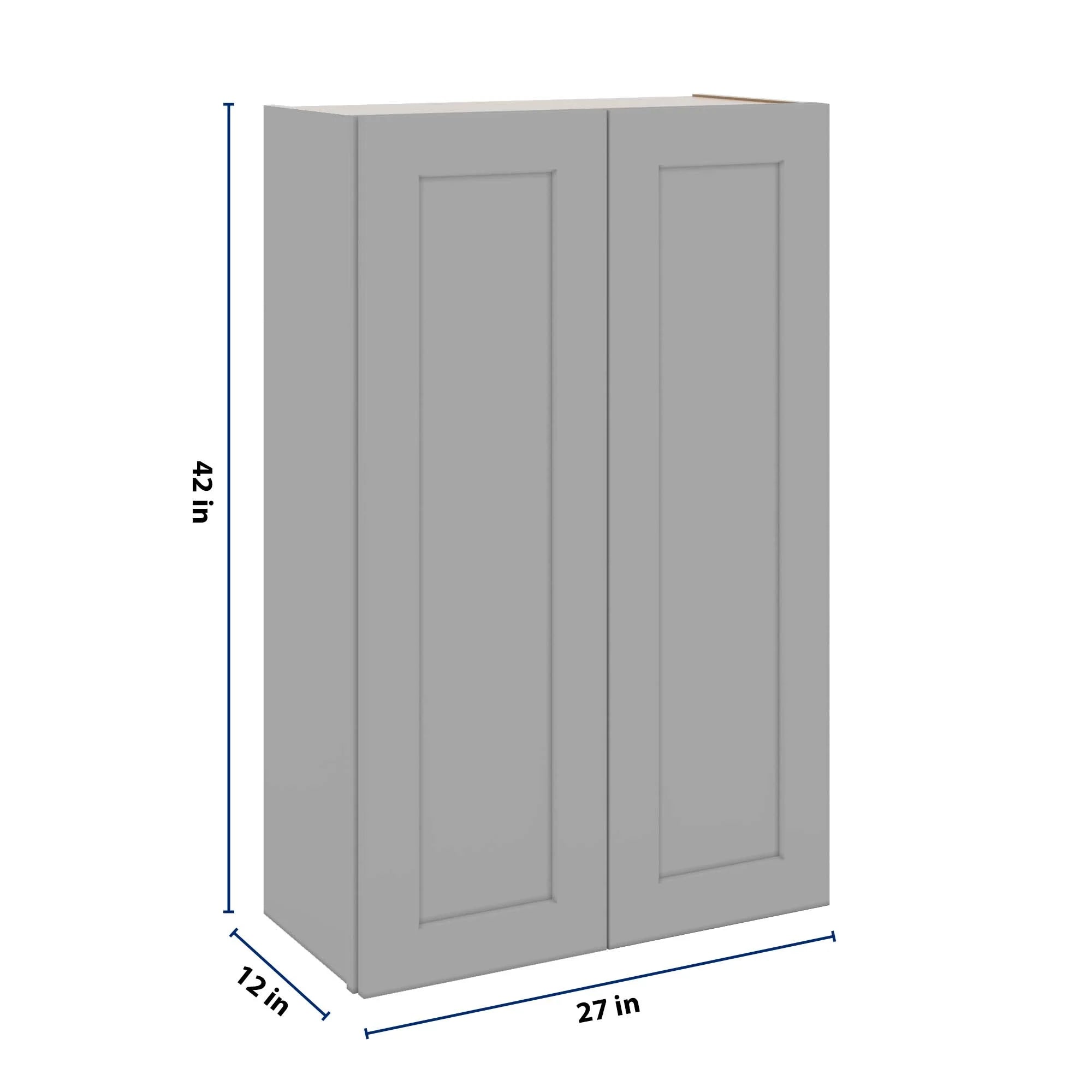 J&K Castle Grey S5 Double Door Wall Cabinet - 27" W x 42" H