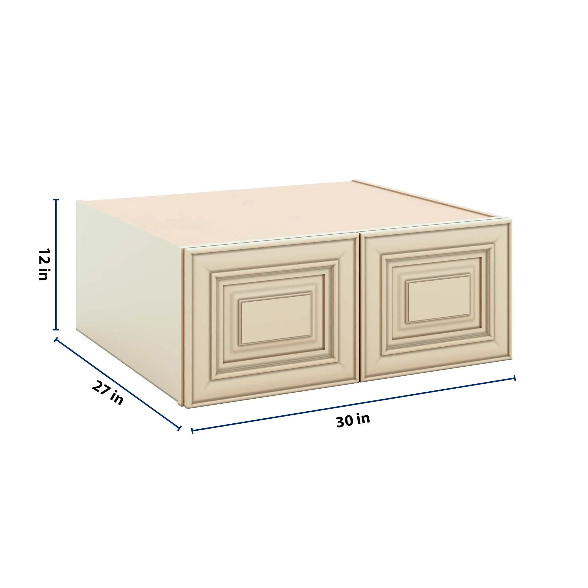 J&K Creme Glazed A7 Refrigerator Wall Cabinet - 30" W x 12" H x 27" D