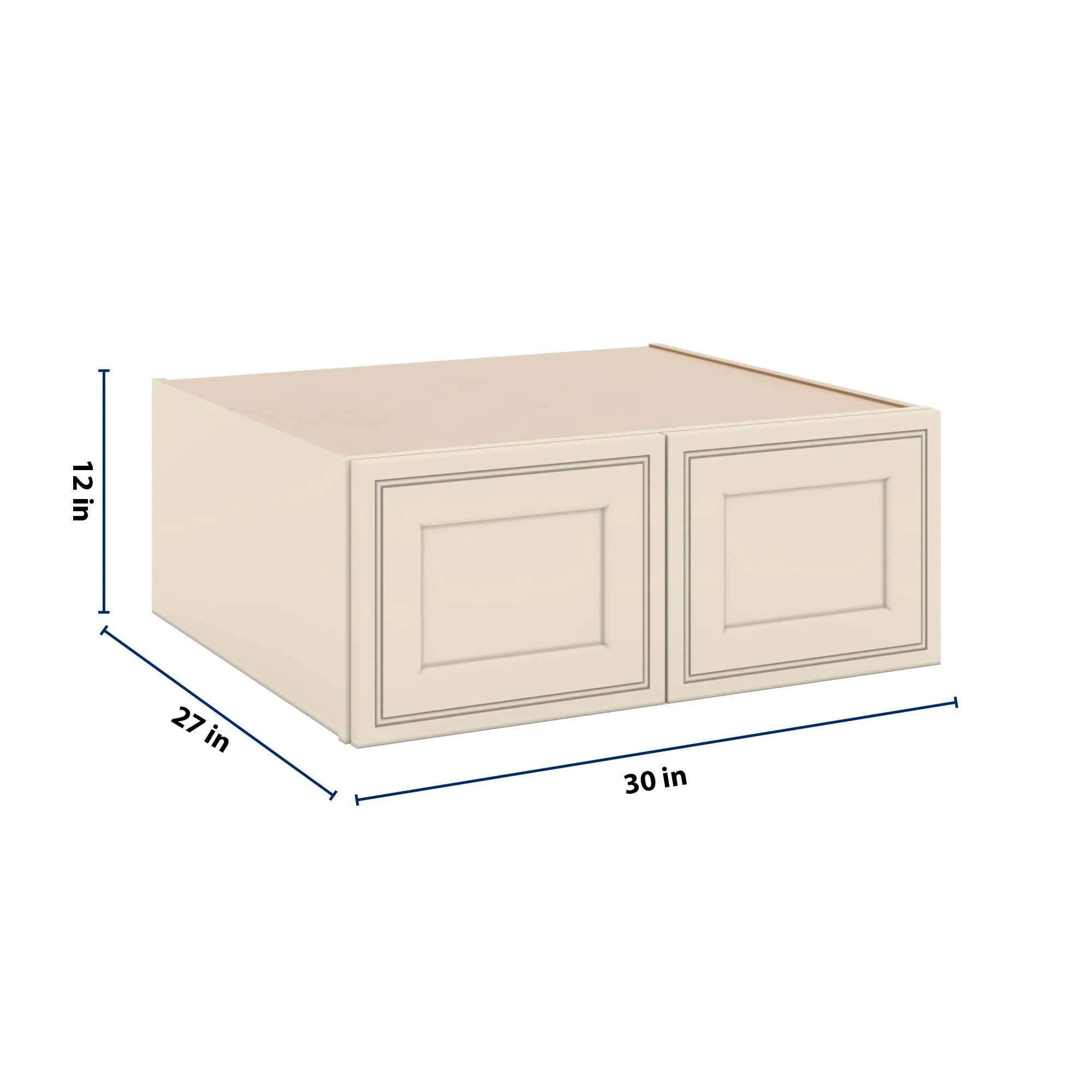 J&K Pearl Glazed H9 Refrigerator Wall Cabinet - 30" W x 12" H x 27" D