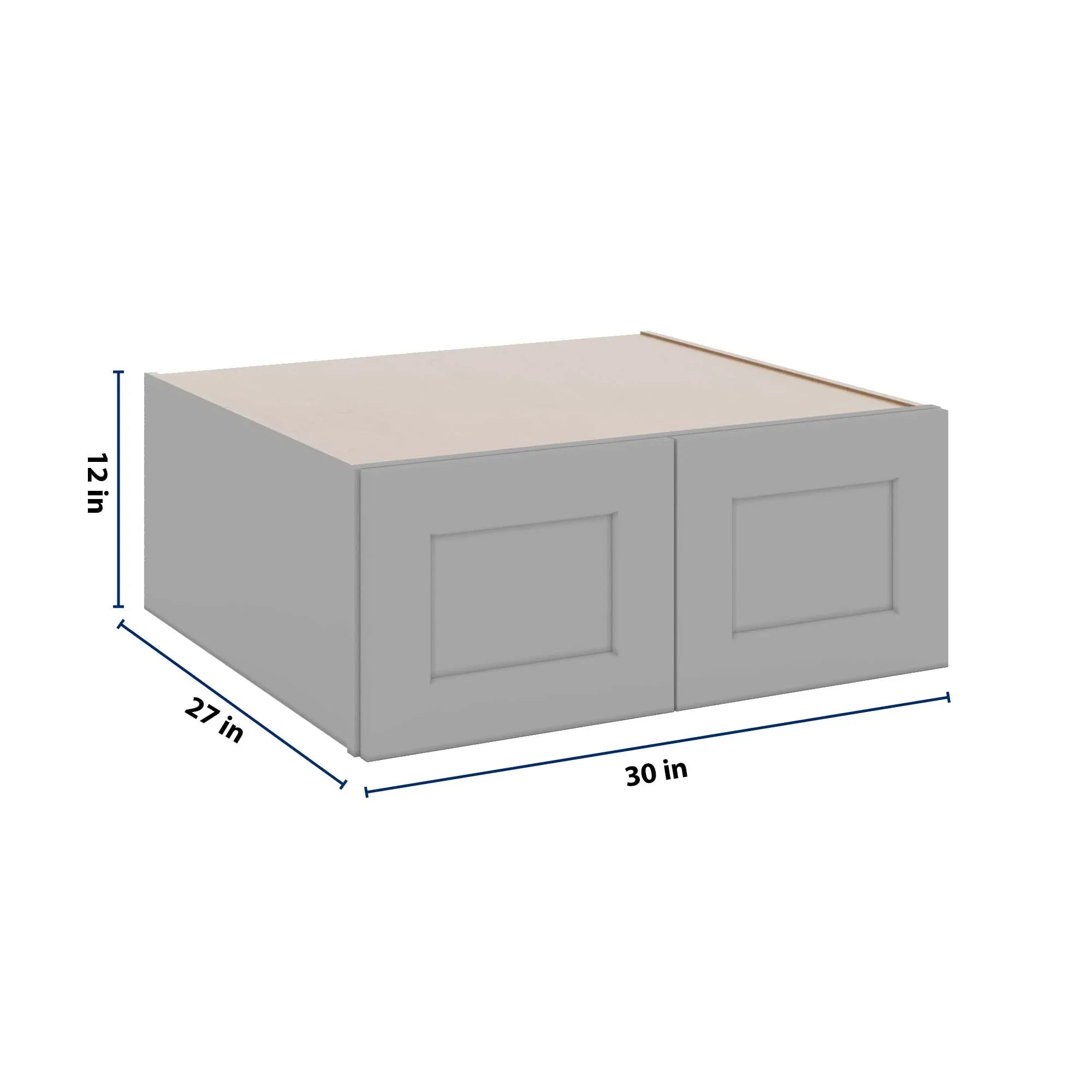 J&K Castle Grey S5 Refrigerator Wall Cabinet - 30" W x 12" H x 27" D