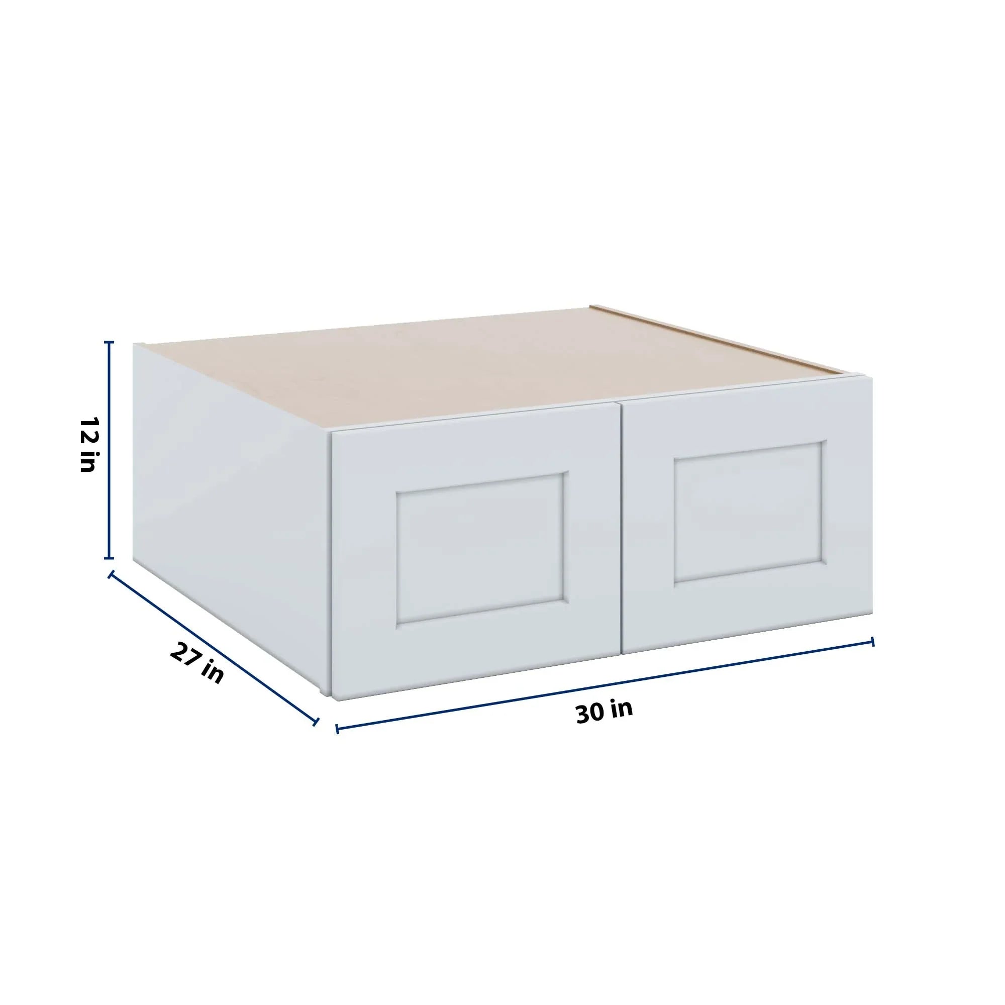 J&K White Shaker S8 Refrigerator Wall Cabinet - 30" W x 12" H x 27" D