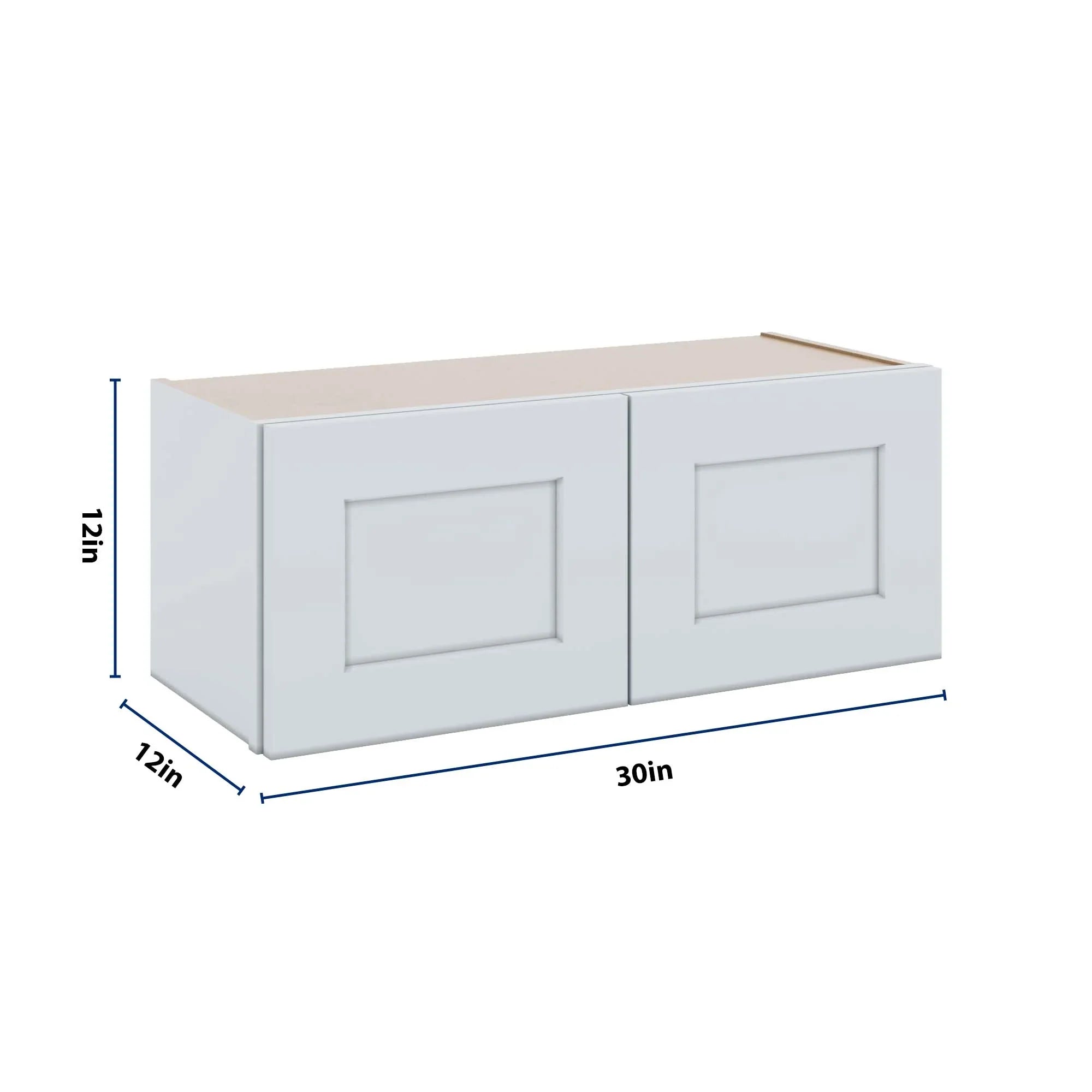 J&K White Shaker S8 Double Door Wall Cabinet - 30" W x 12" H