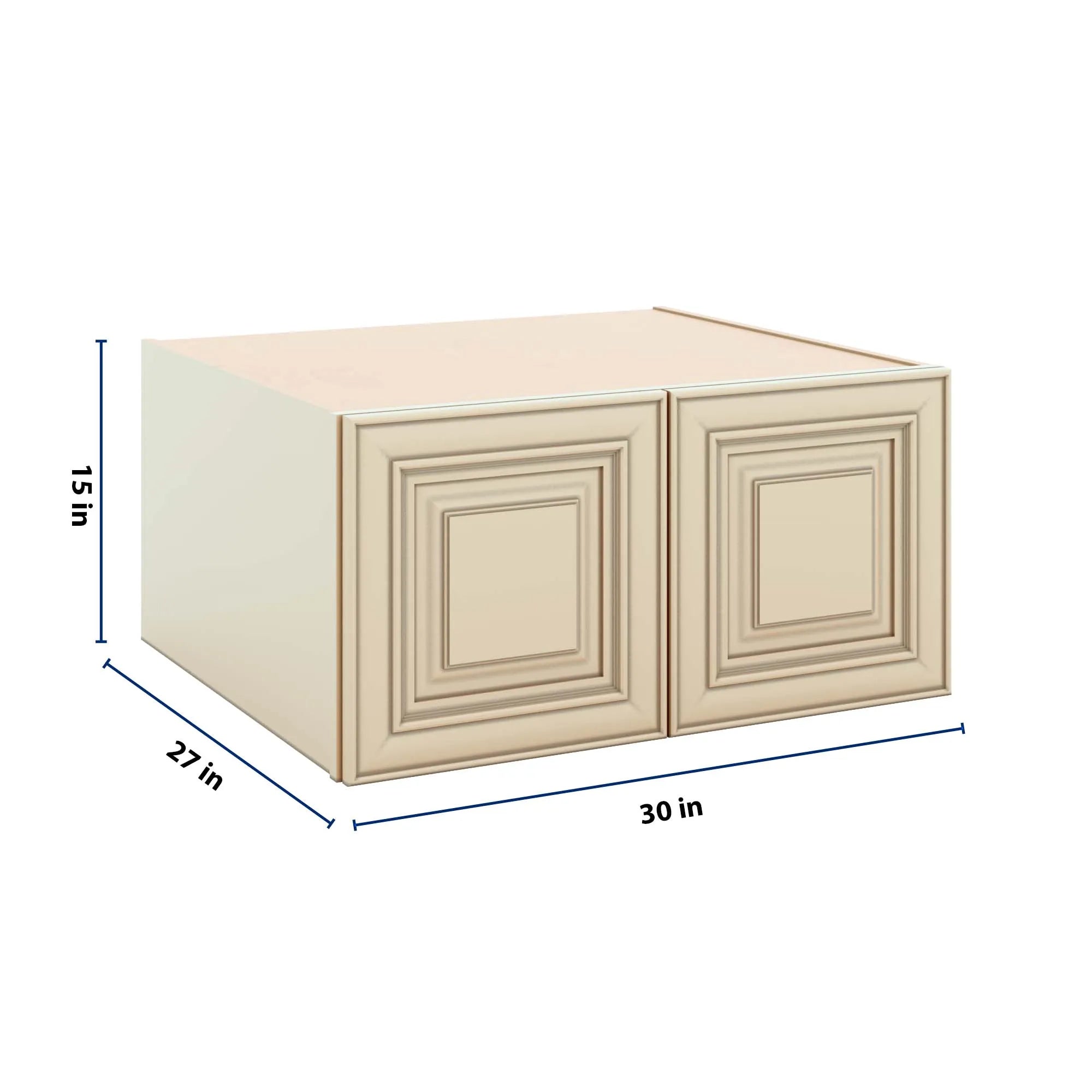 J&K Creme Glazed A7 Refrigerator Wall Cabinet - 30" W x 15" H x 27" D