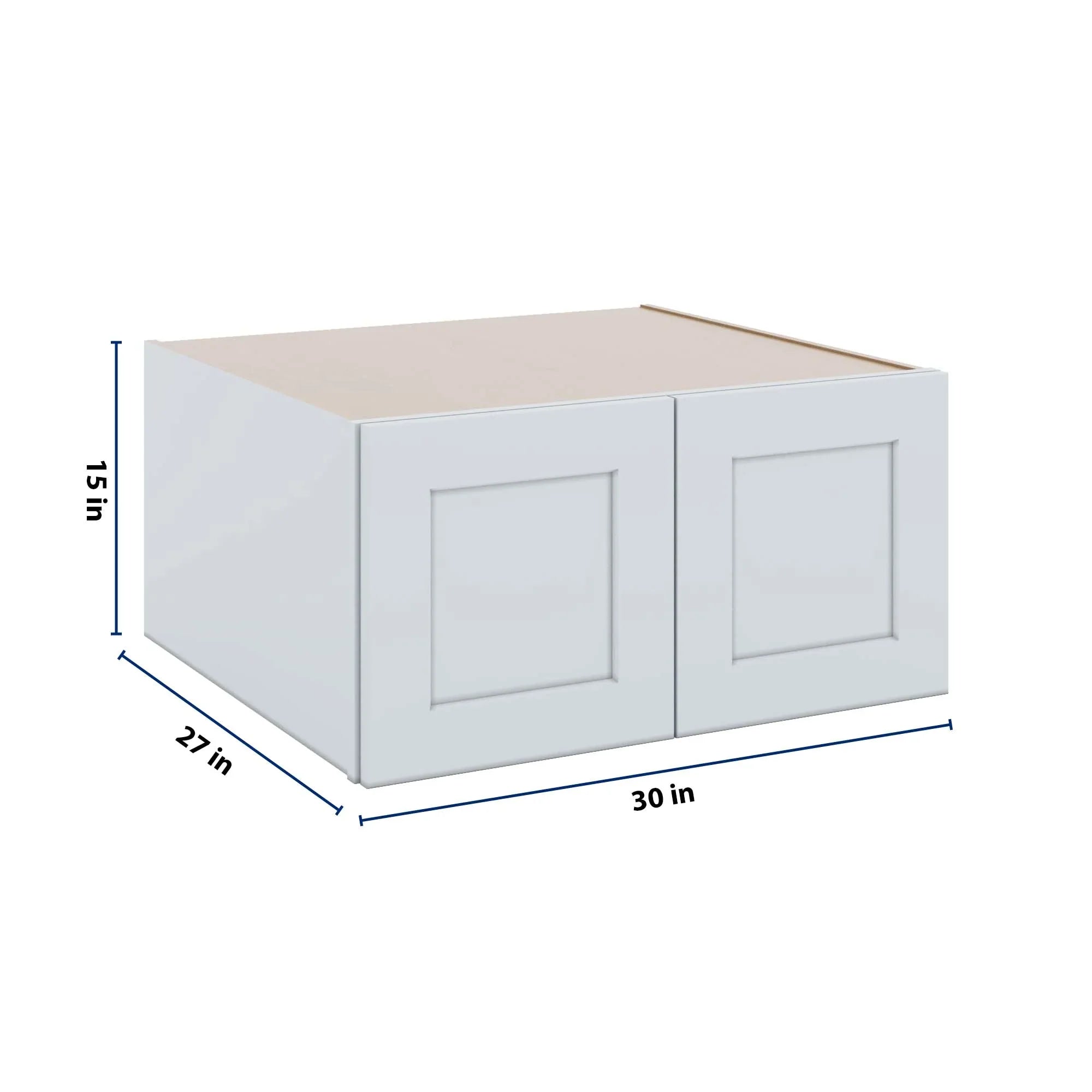 J&K White Shaker S8 Refrigerator Wall Cabinet - 30" W x 15" H x 27" D