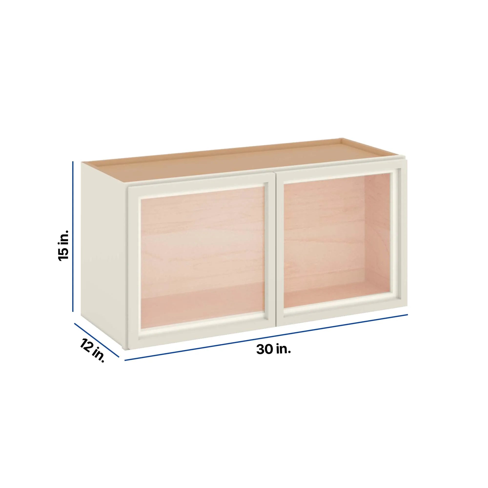 Modernform Cabinet Slim Dove White 30" W X 15" H X 12" D Double Glass Door Wall Cabinet