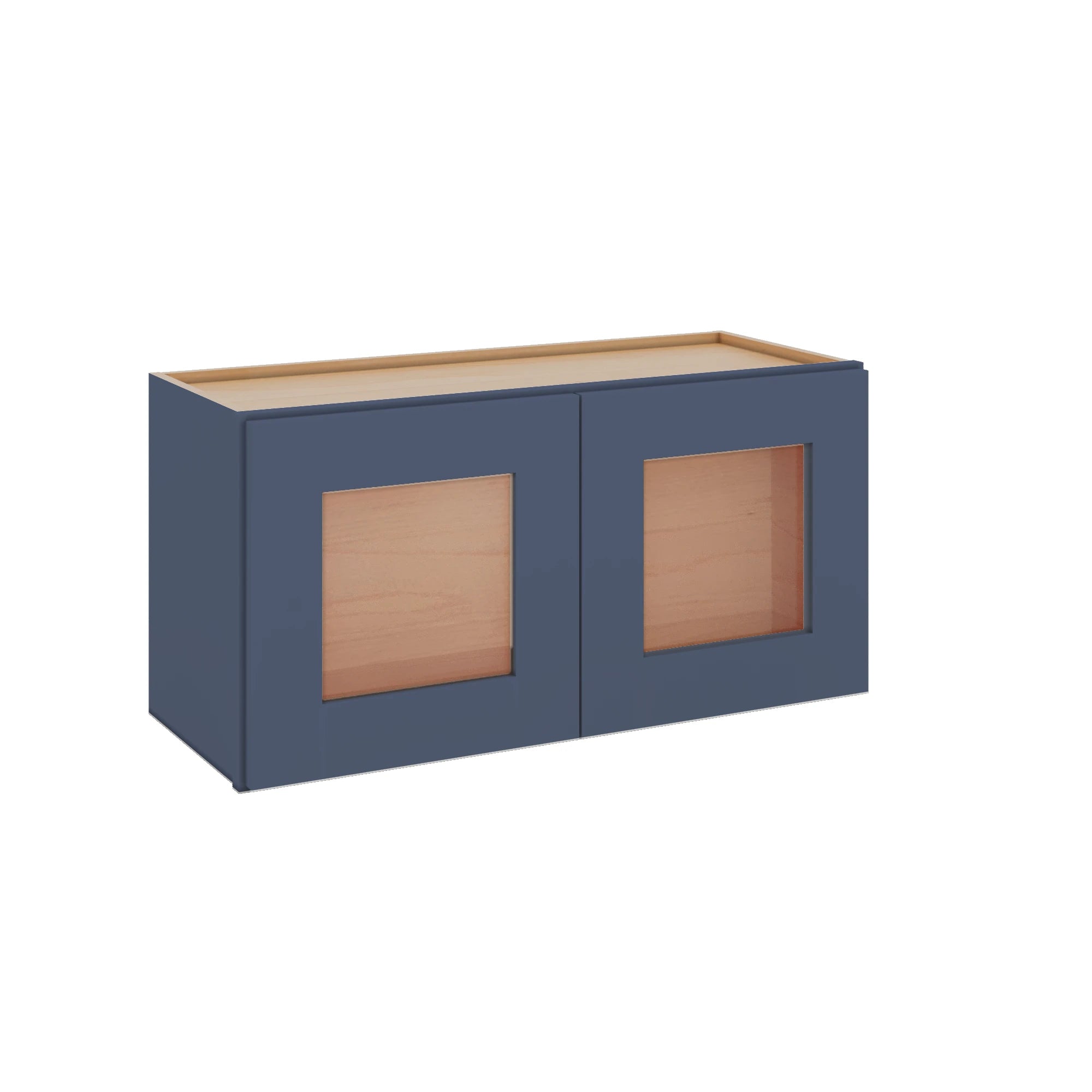 Modernform Cabinet Signature Blue 30" W X 15" H X 12" D Double Glass Door Wall Cabinet