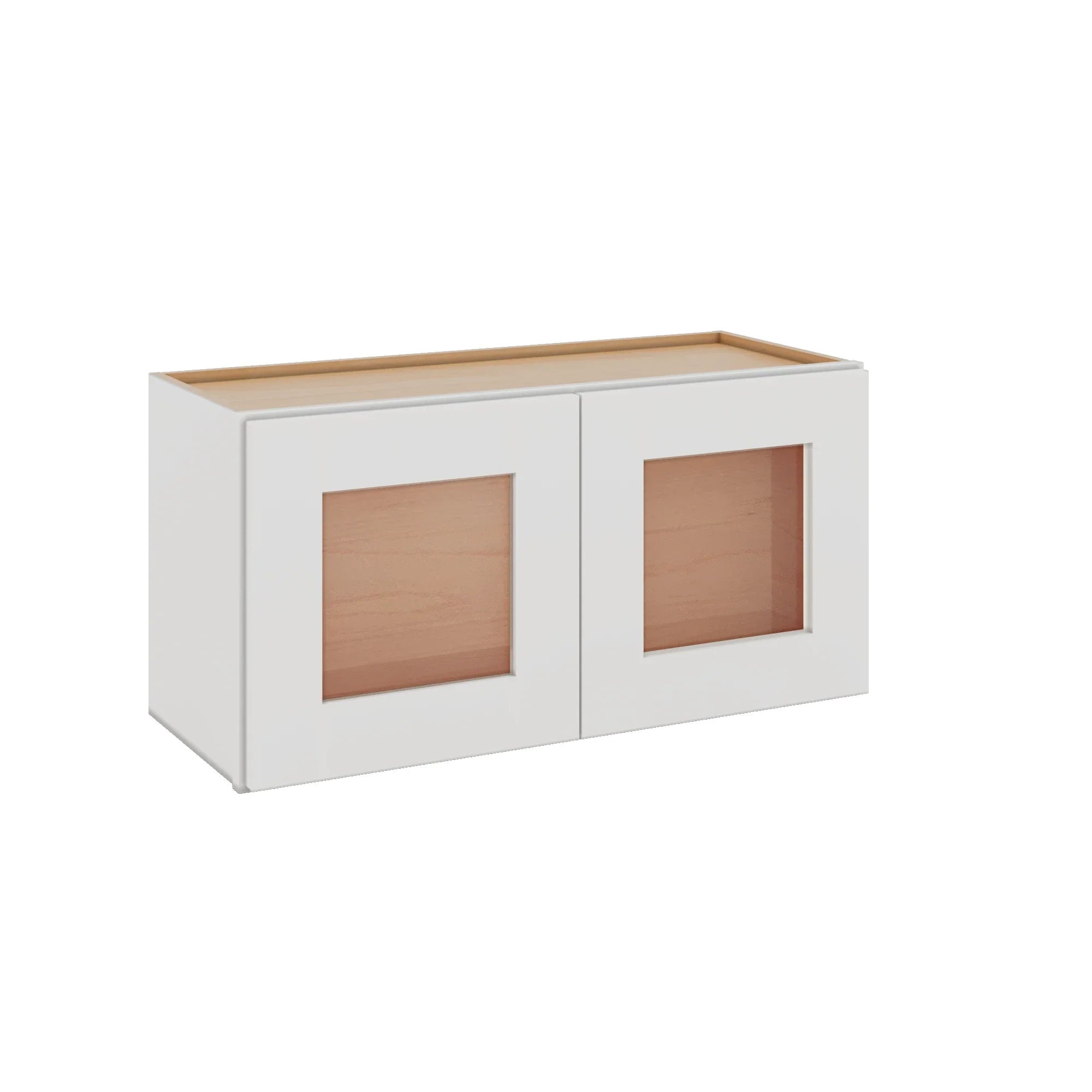 Modernform Cabinet White Shaker 30" W X 15" H X 12" D Double Glass Door Wall Cabinet