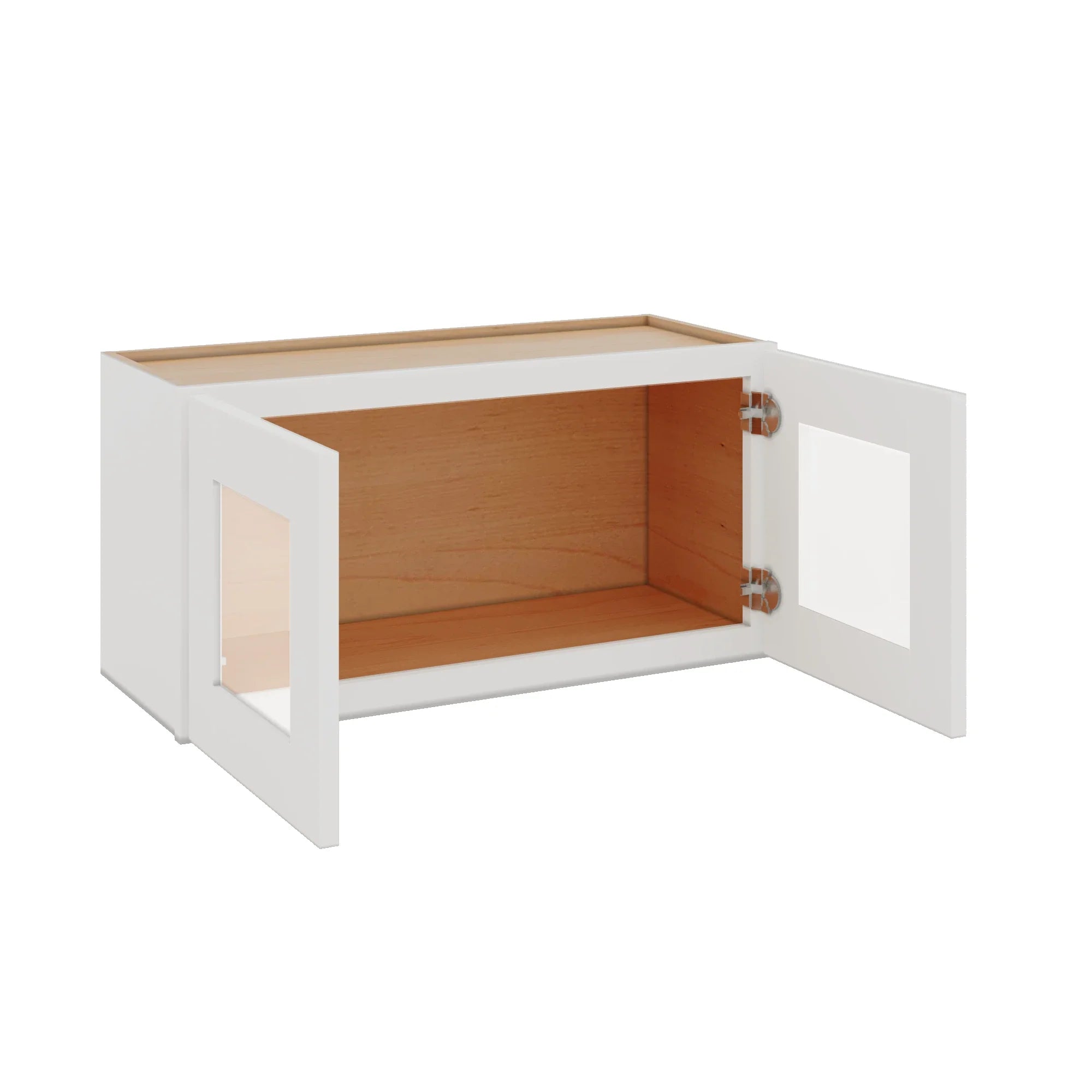 Modernform Cabinet White Shaker 30" W X 15" H X 12" D Double Glass Door Wall Cabinet