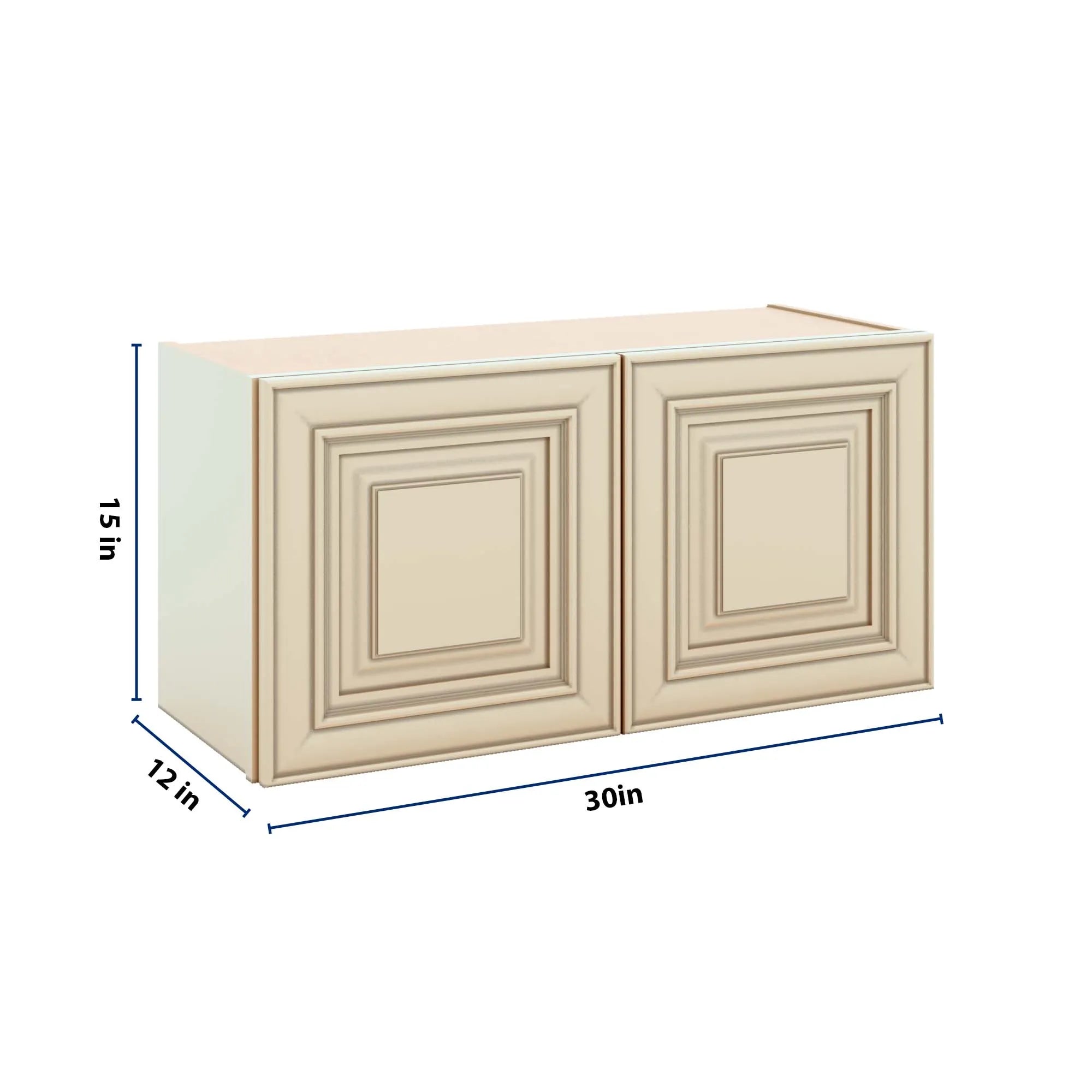 J&K Creme Glazed A7 Double Door Wall Cabinet - 30" W x 15" H