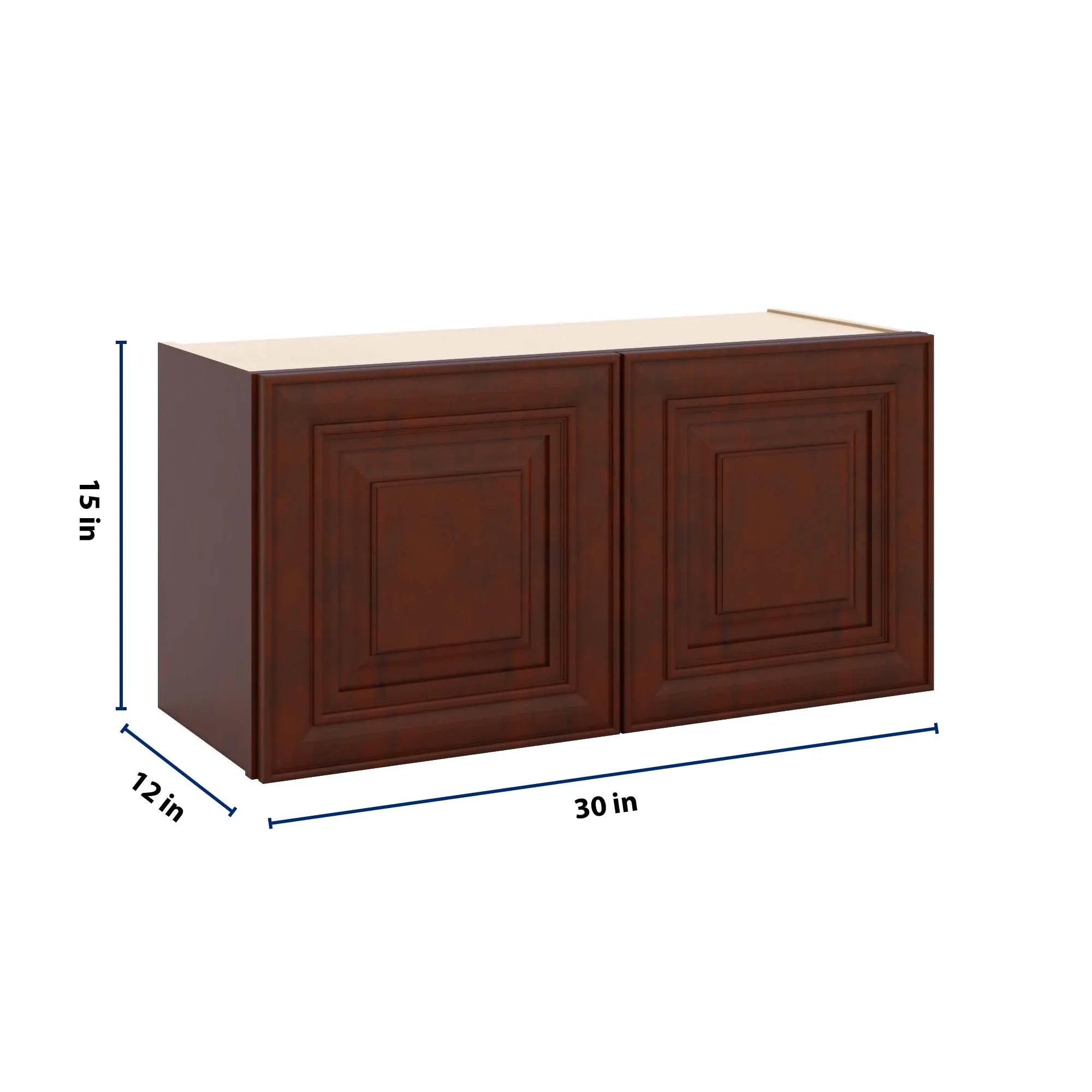 J&K Mahogany J5 Double Door Wall Cabinet - 30" W x 15" H