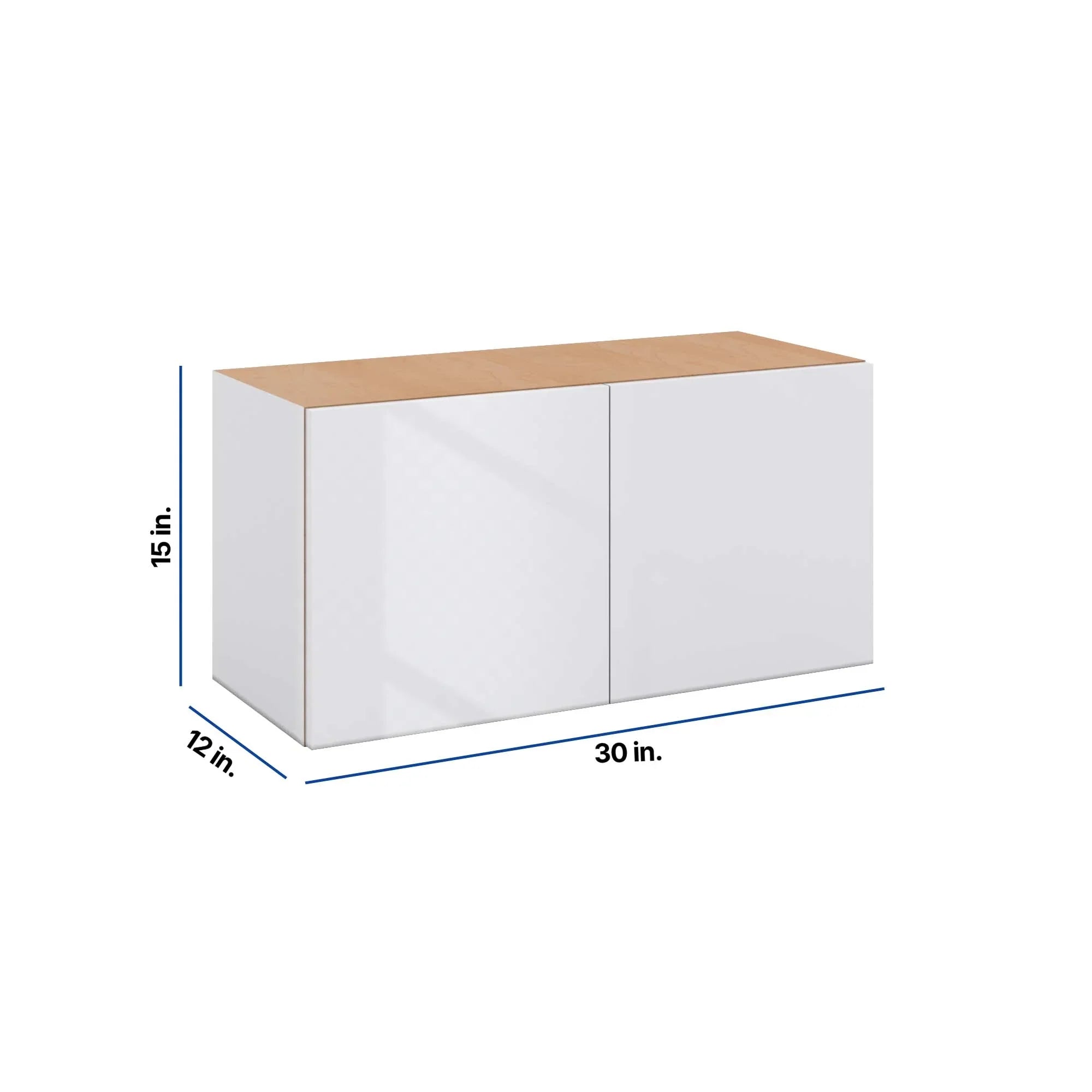 Modernform Cabinet Gloss White 30" W X 15" H X 12" D Double Door Wall Cabinet