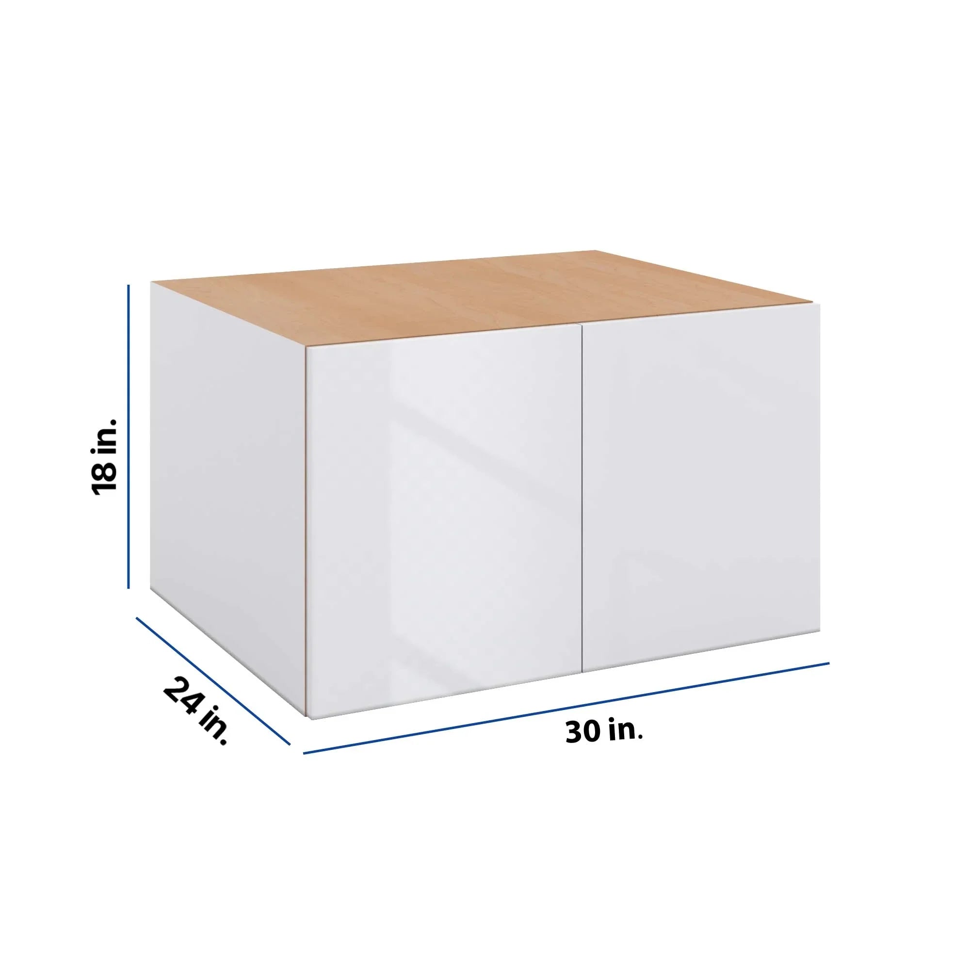 Modernform Cabinet Gloss White 30" W X 18" H X 24" D Double Door Wall Cabinet