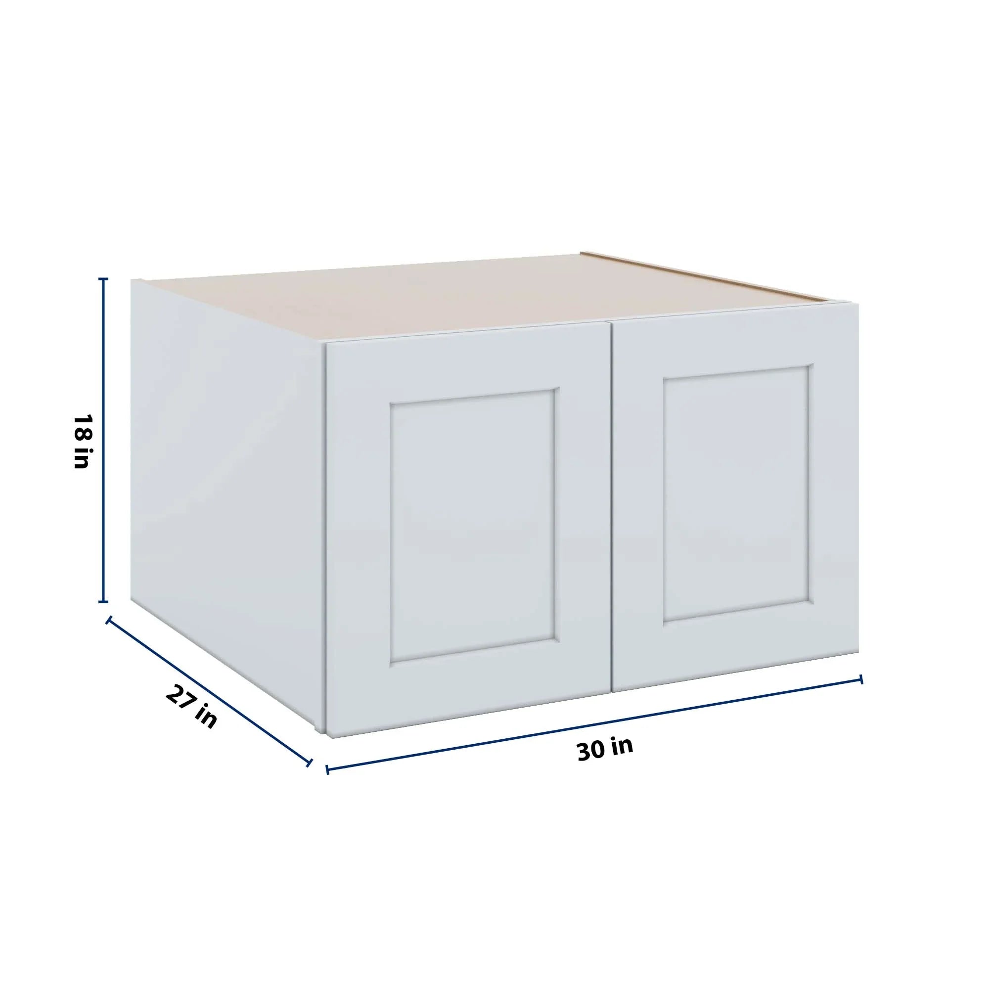 J&K White Shaker S8 Refrigerator Wall Cabinet - 30" W x 18" H x 27" D