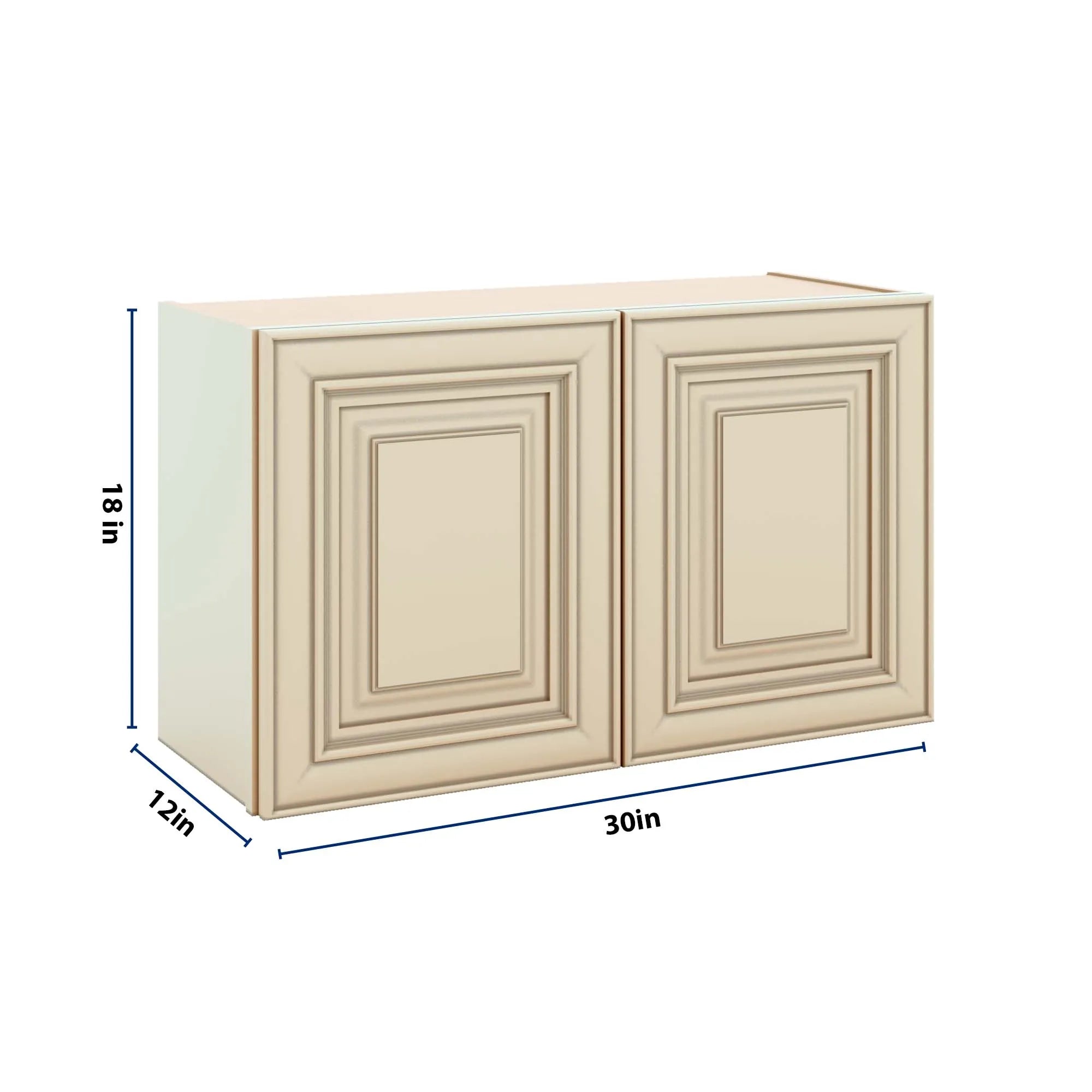 J&K Creme Glazed A7 Double Door Wall Cabinet - 30" W x 18" H