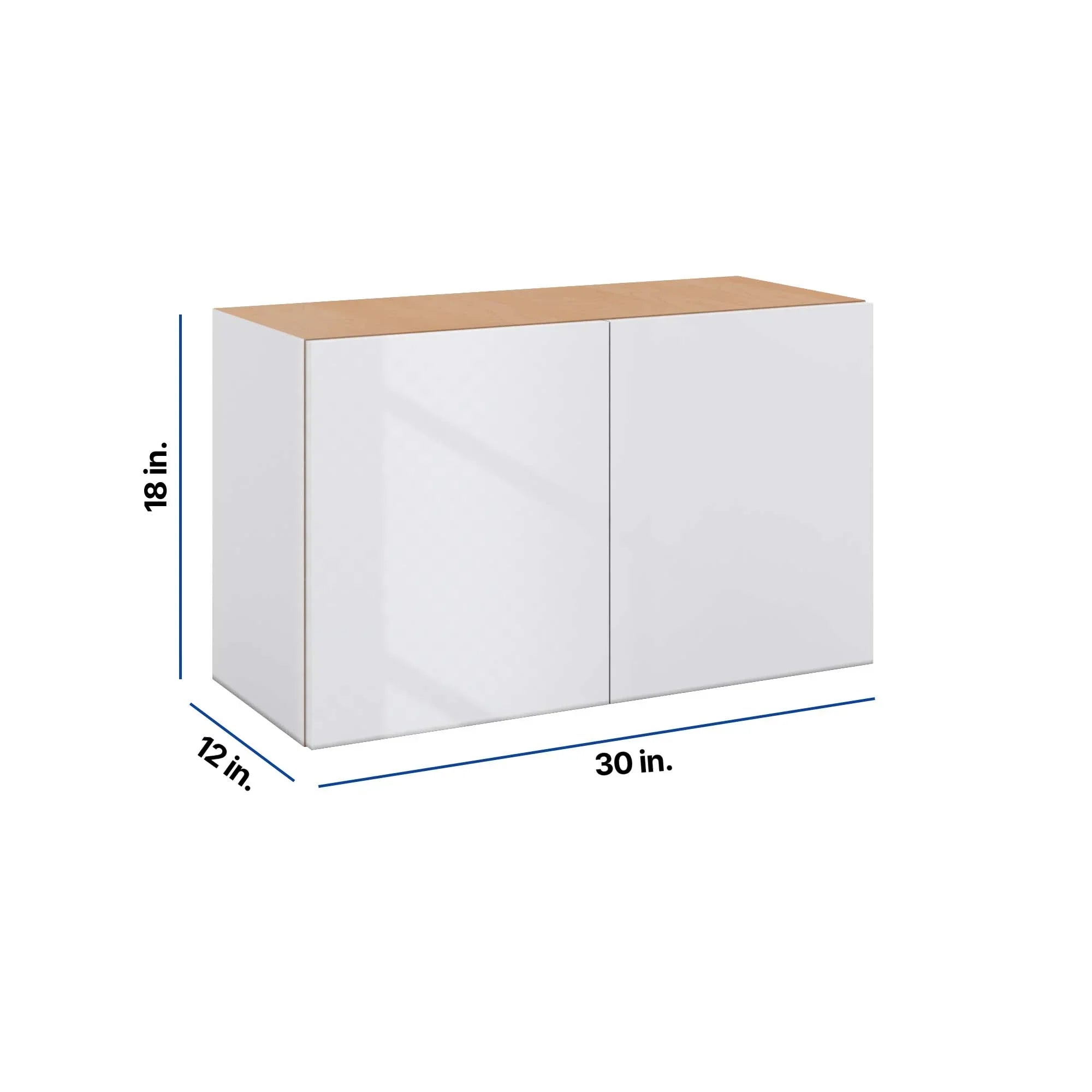 Modernform Cabinet Gloss White 30" W X 18" H X 12" D Double Door Wall Cabinet
