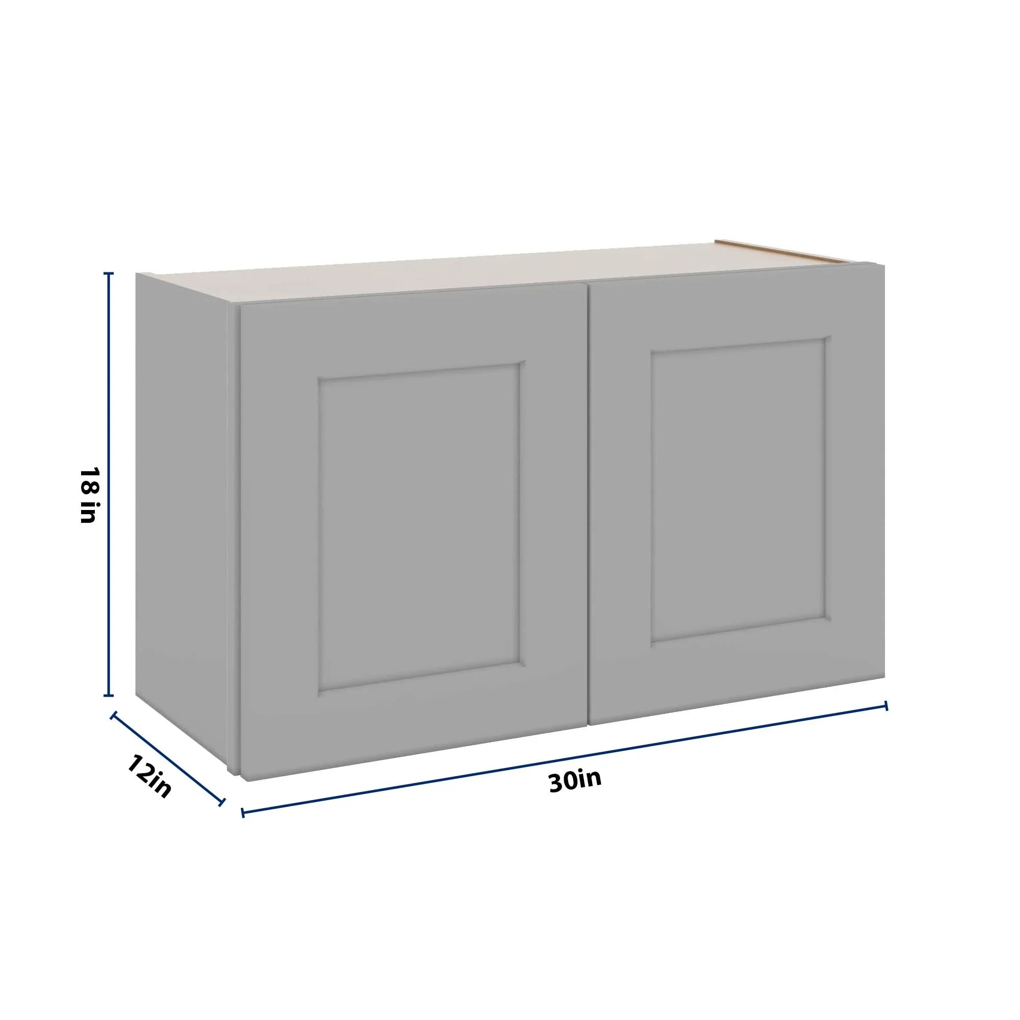 J&K Castle Grey S5 Double Door Wall Cabinet - 30" W x 18" H