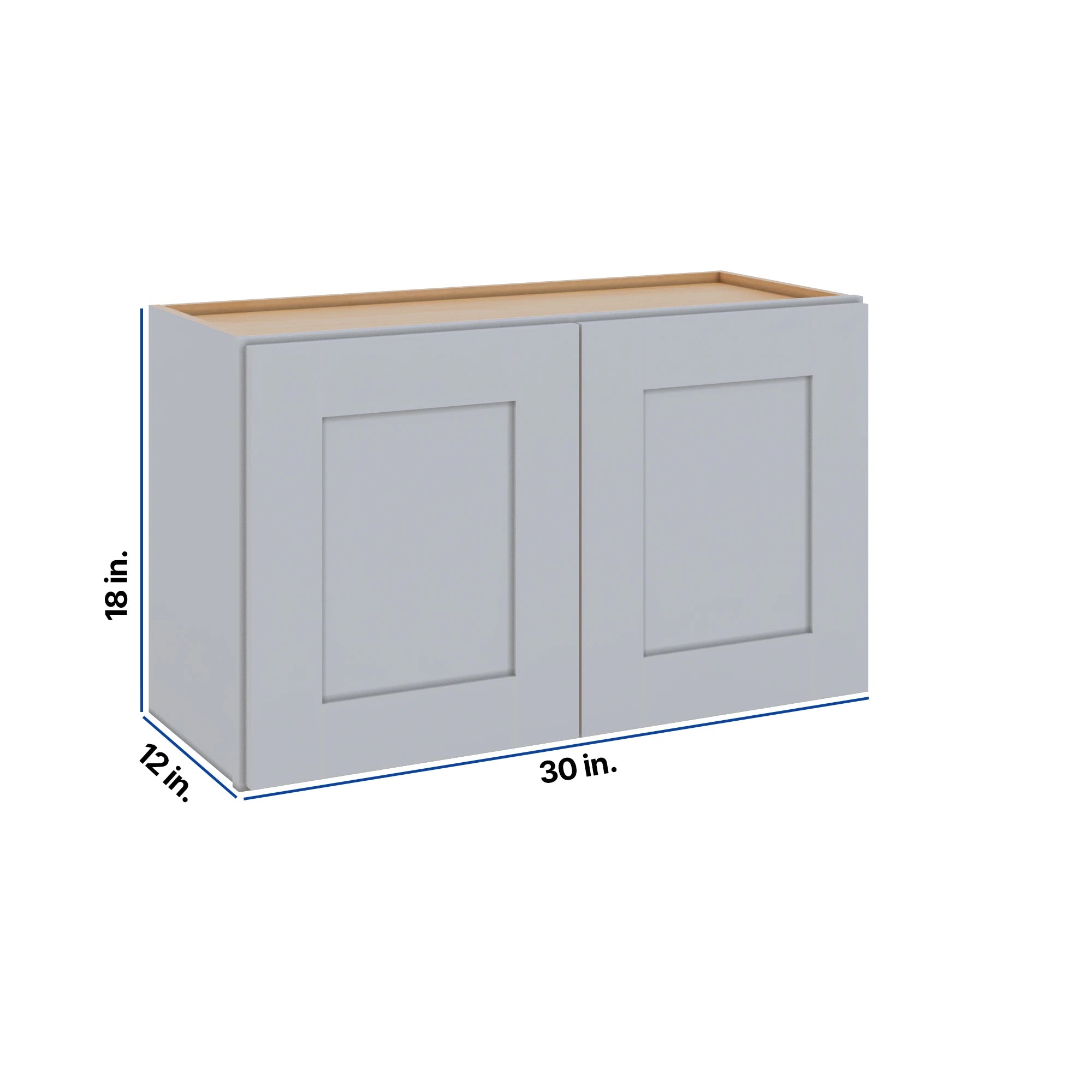Modernform Cabinet Grey Shaker 30" W X 18" H X 12" D Double Door Wall Cabinet