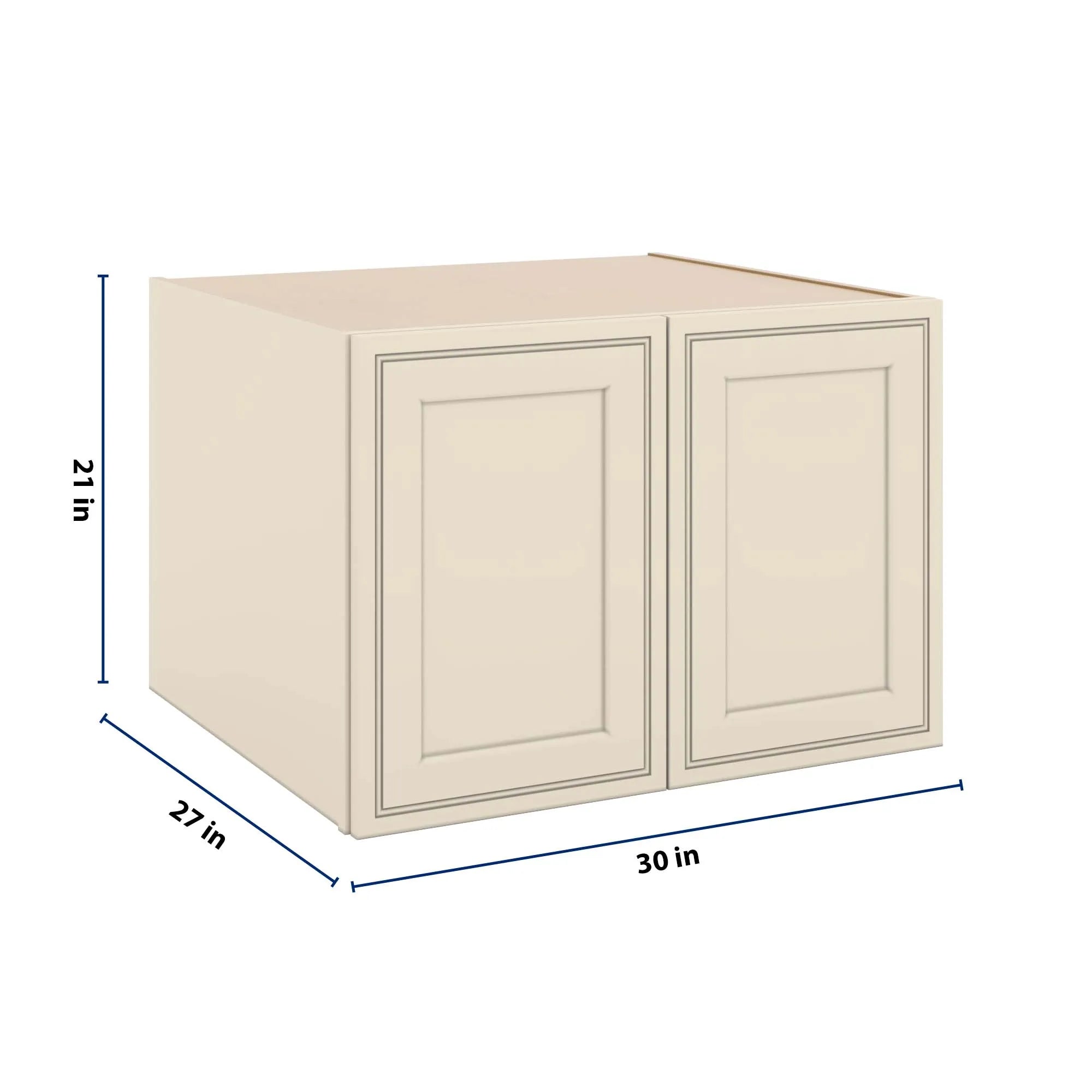 J&K Pearl Glazed H9 Refrigerator Wall Cabinet - 30" W x 21" H x 27" D