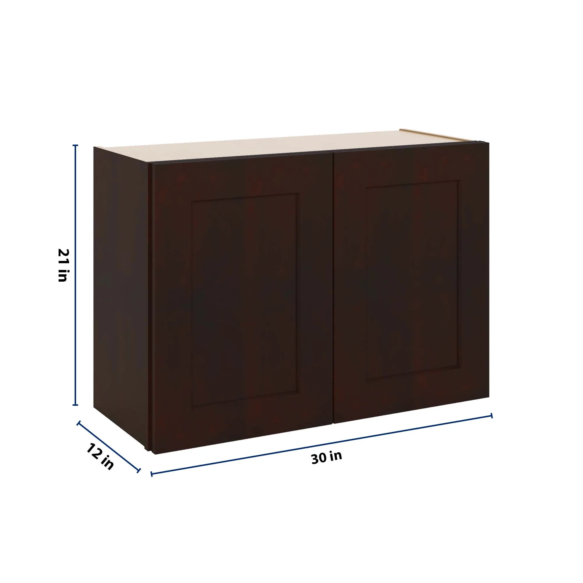 J&K Java Coffee S1 Double Door Wall Cabinet - 30" W x 21" H