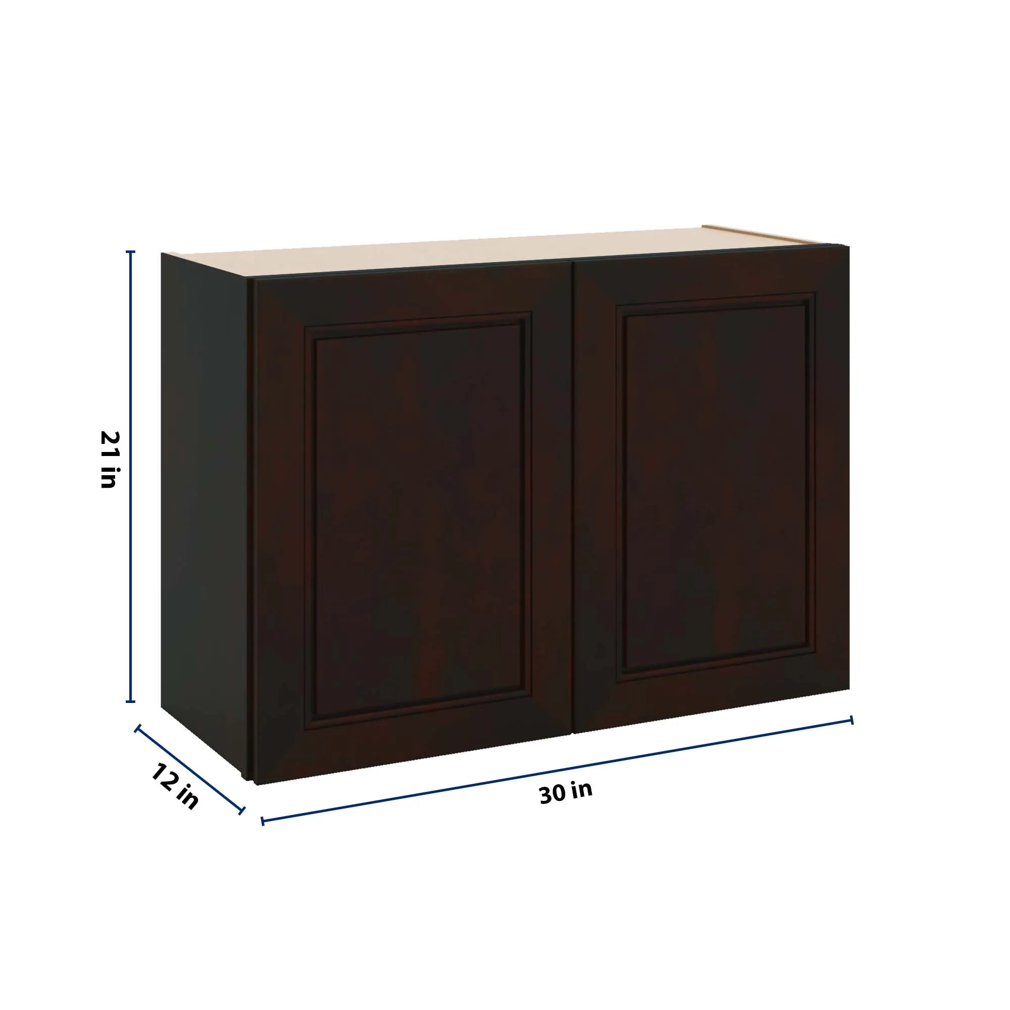 J&K Espresso K8 Double Door Wall Cabinet - 30" W x 21" H