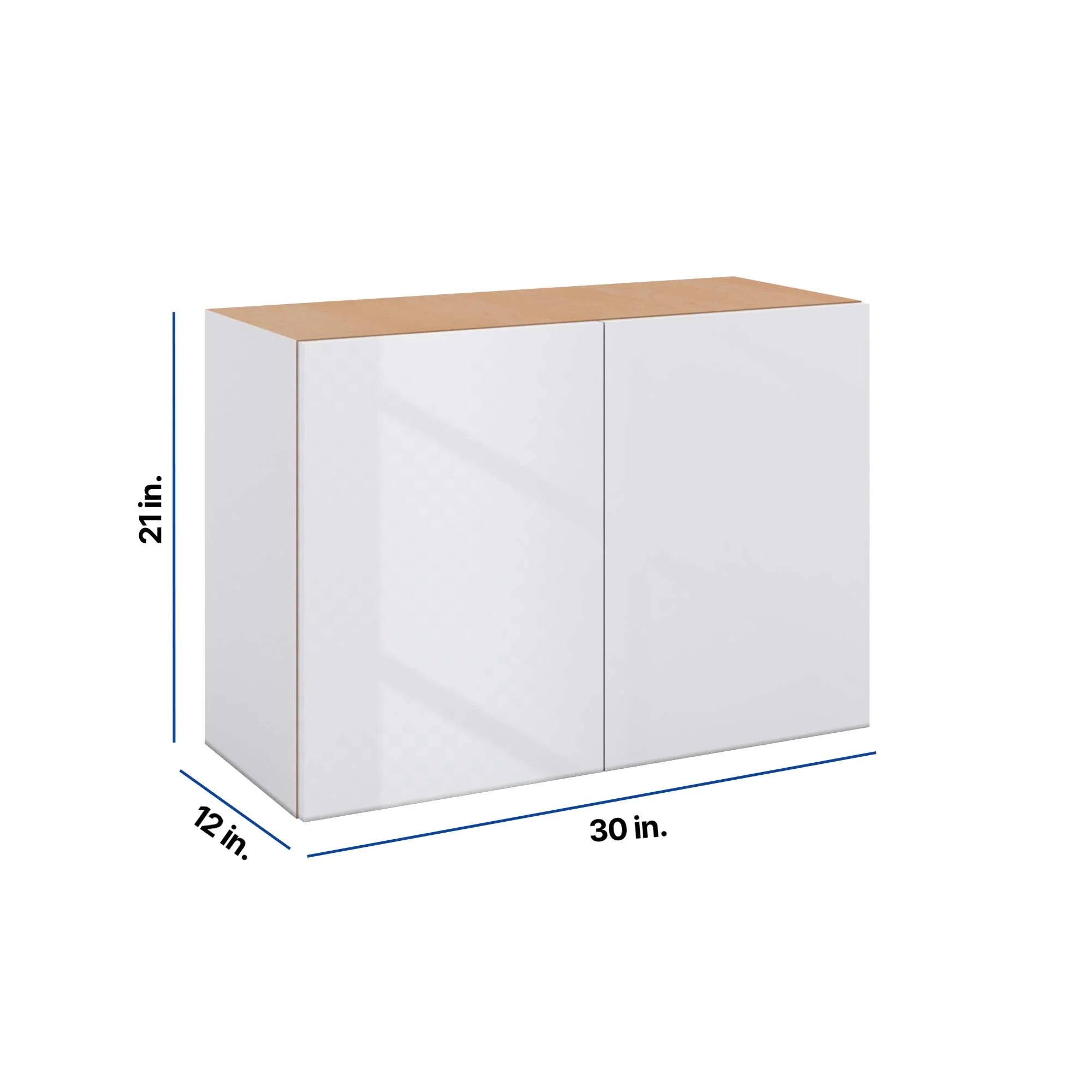 Modernform Cabinet Gloss White 30" W X 21" H X 12" D Double Door Wall Cabinet