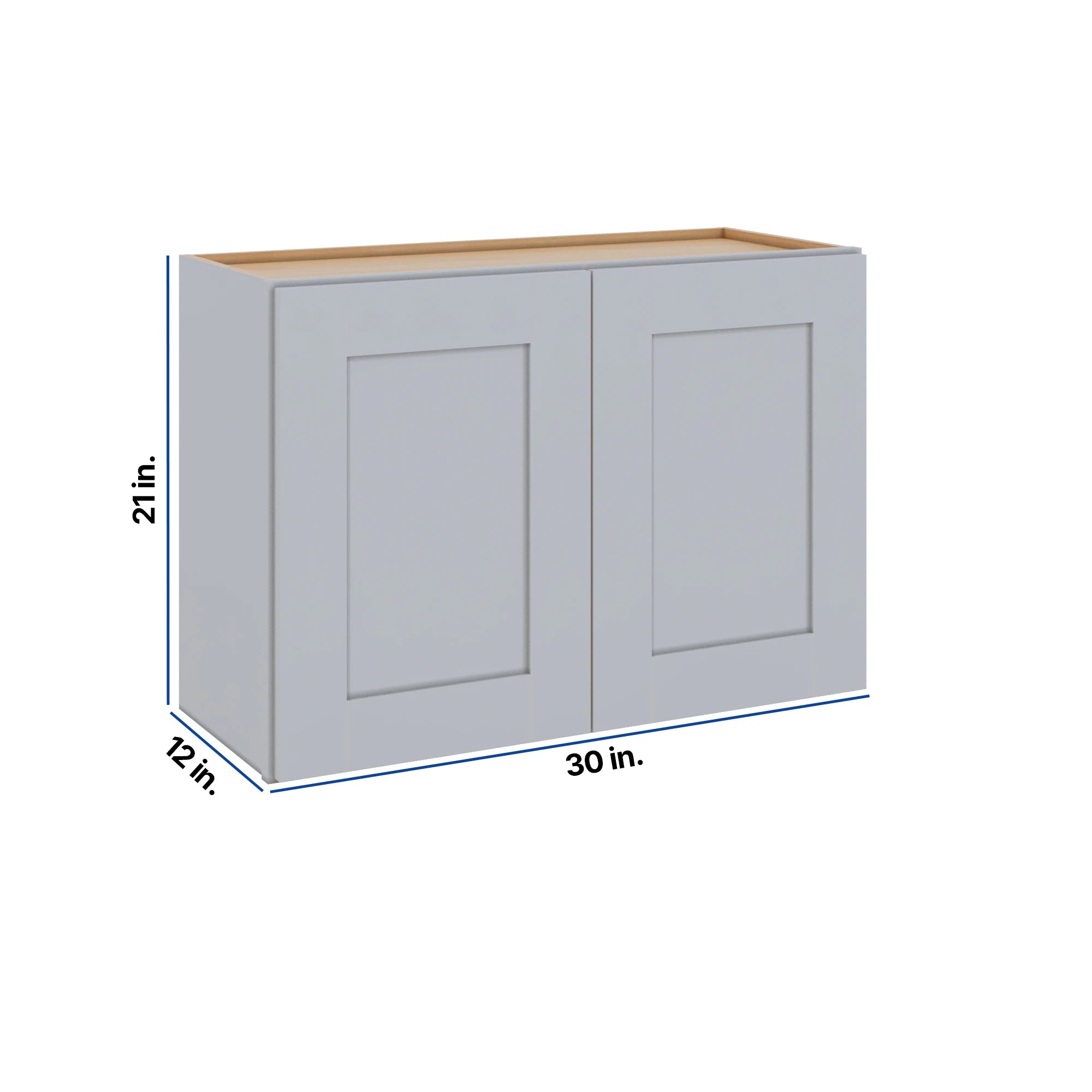 Modernform Cabinet Grey Shaker 30" W X 21" H X 12" D Double Door Wall Cabinet