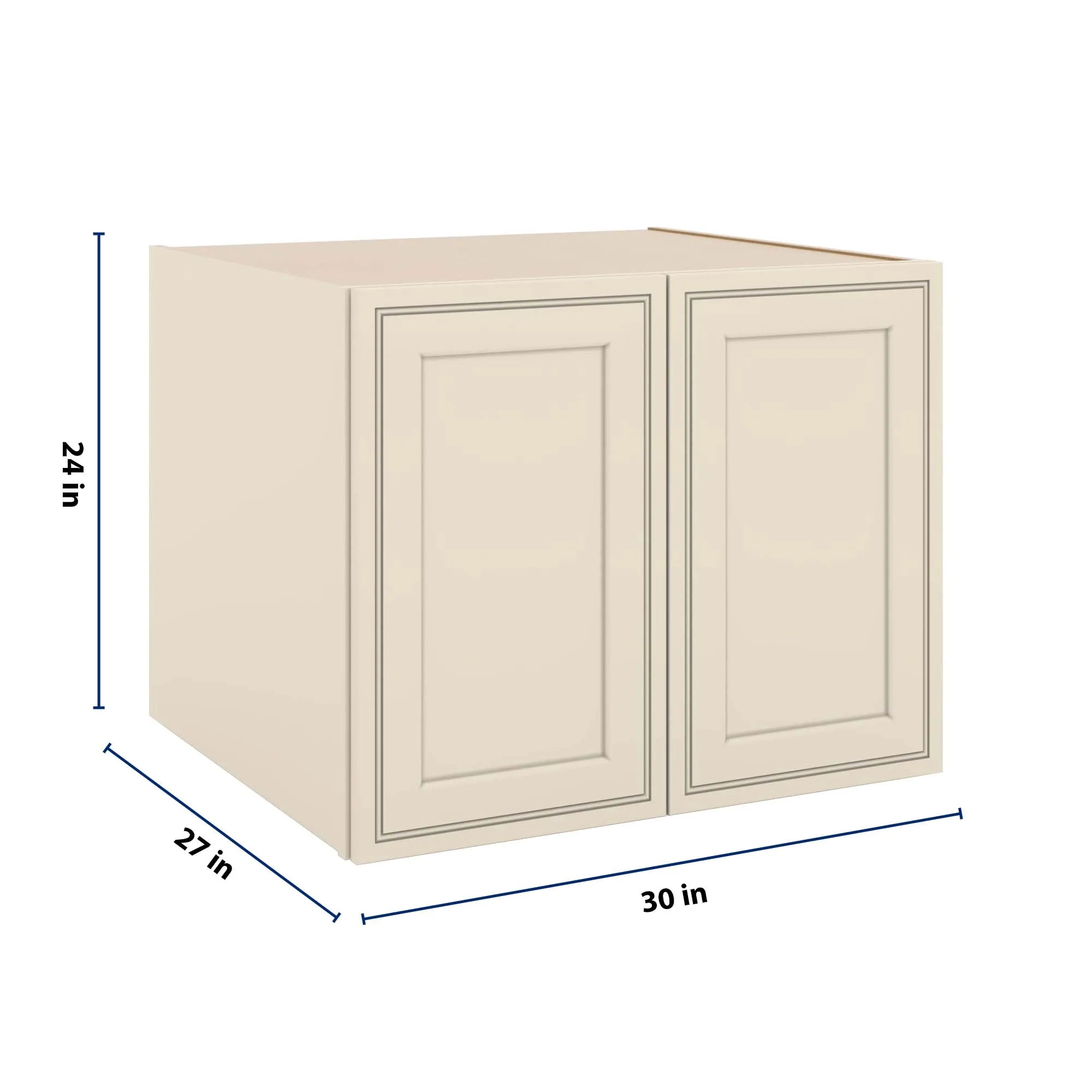 J&K Pearl Glazed H9 Refrigerator Wall Cabinet - 30" W x 24" H x 27" D