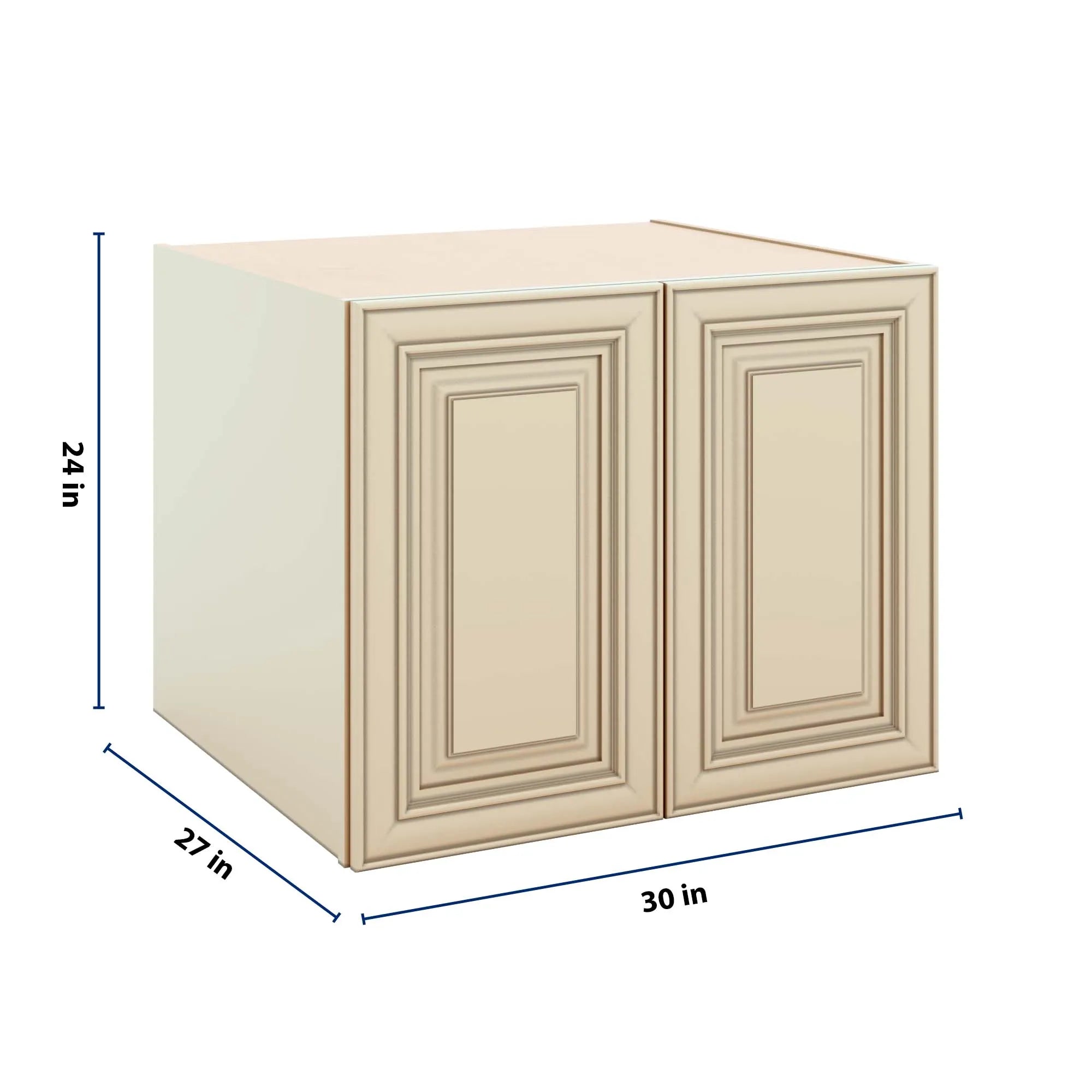 J&K Creme Glazed A7 Refrigerator Wall Cabinet - 30" W x 24" H x 27" D