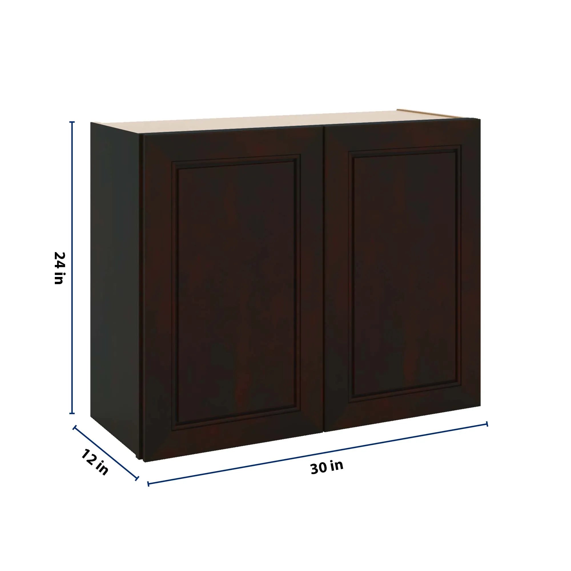 J&K Espresso K8 Double Door Wall Cabinet - 30" W x 24" H