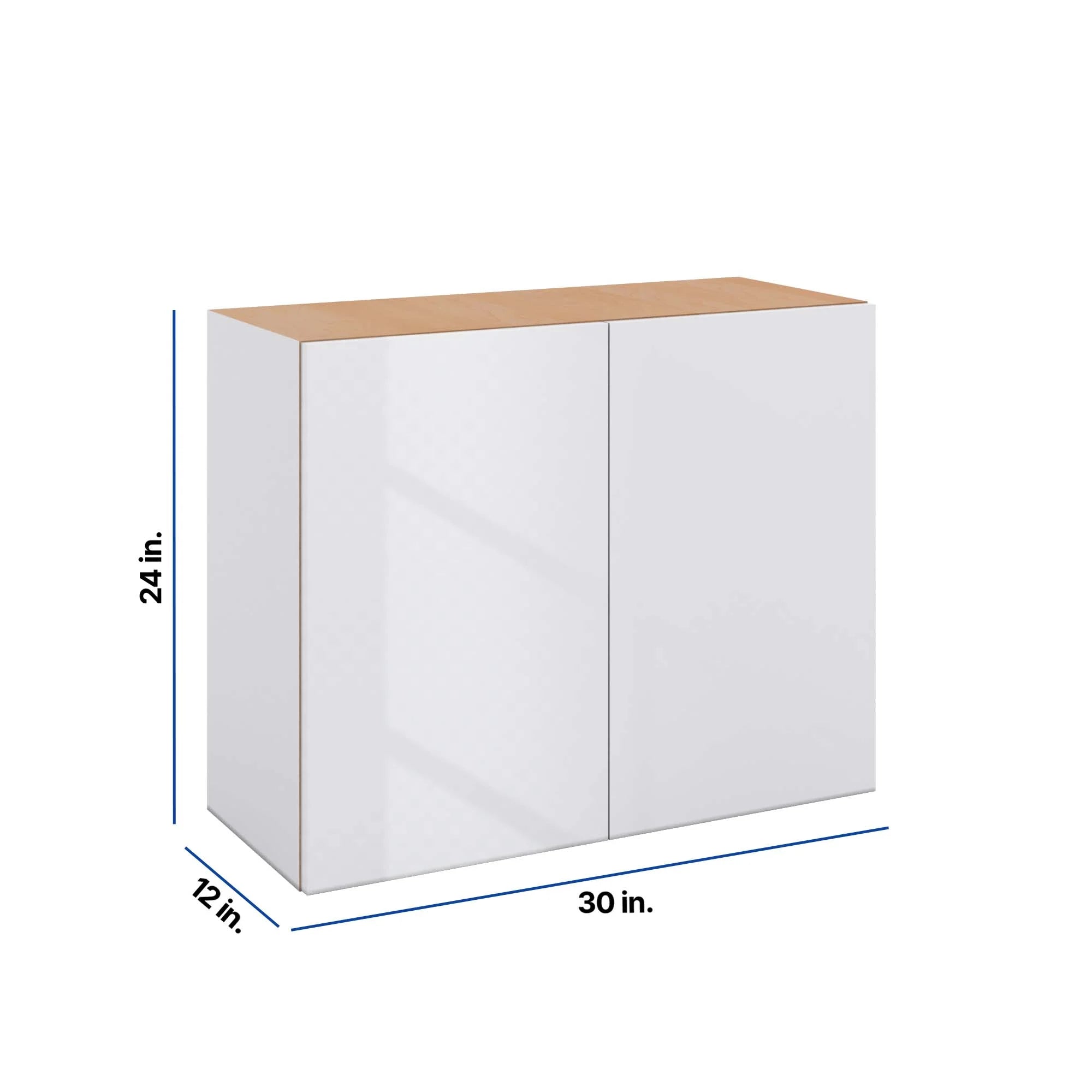 Modernform Cabinet Gloss White 30" W X 24" H X 12" D Double Door Wall Cabinet