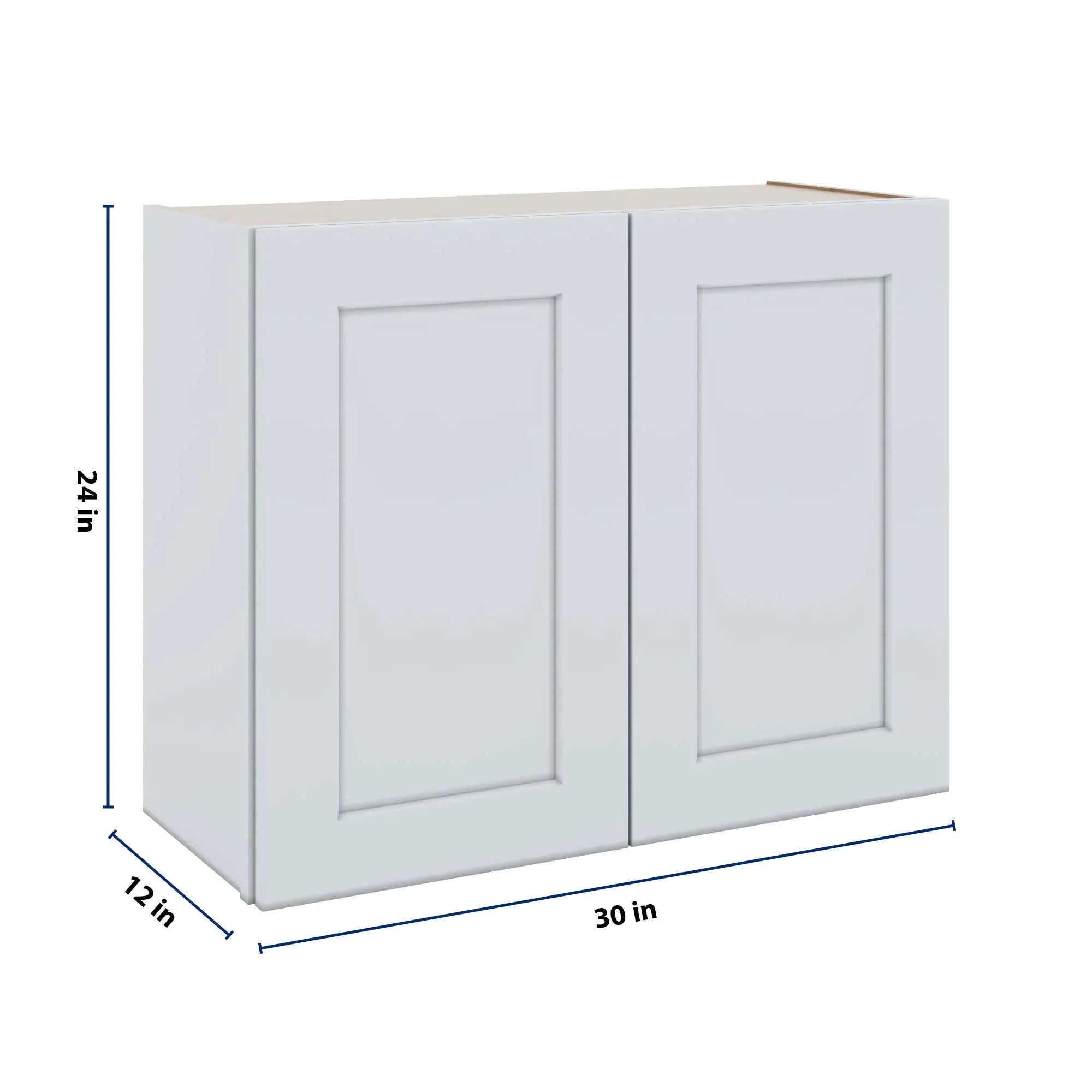J&K White Shaker S8 Double Door Wall Cabinet - 30" W x 24" H
