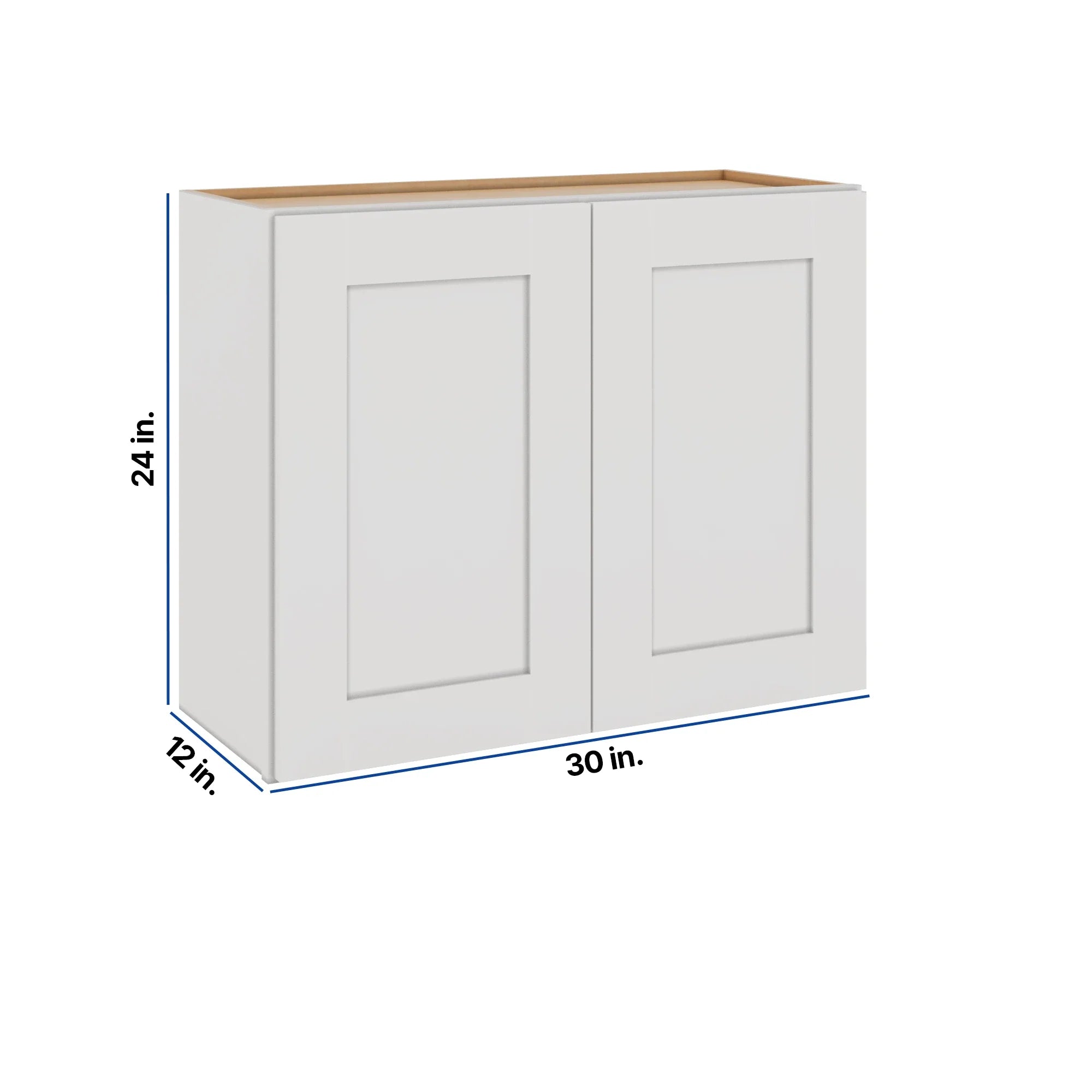 Modernform Cabinet White Shaker 30" W X 24" H X 12" D Double Door Wall Cabinet