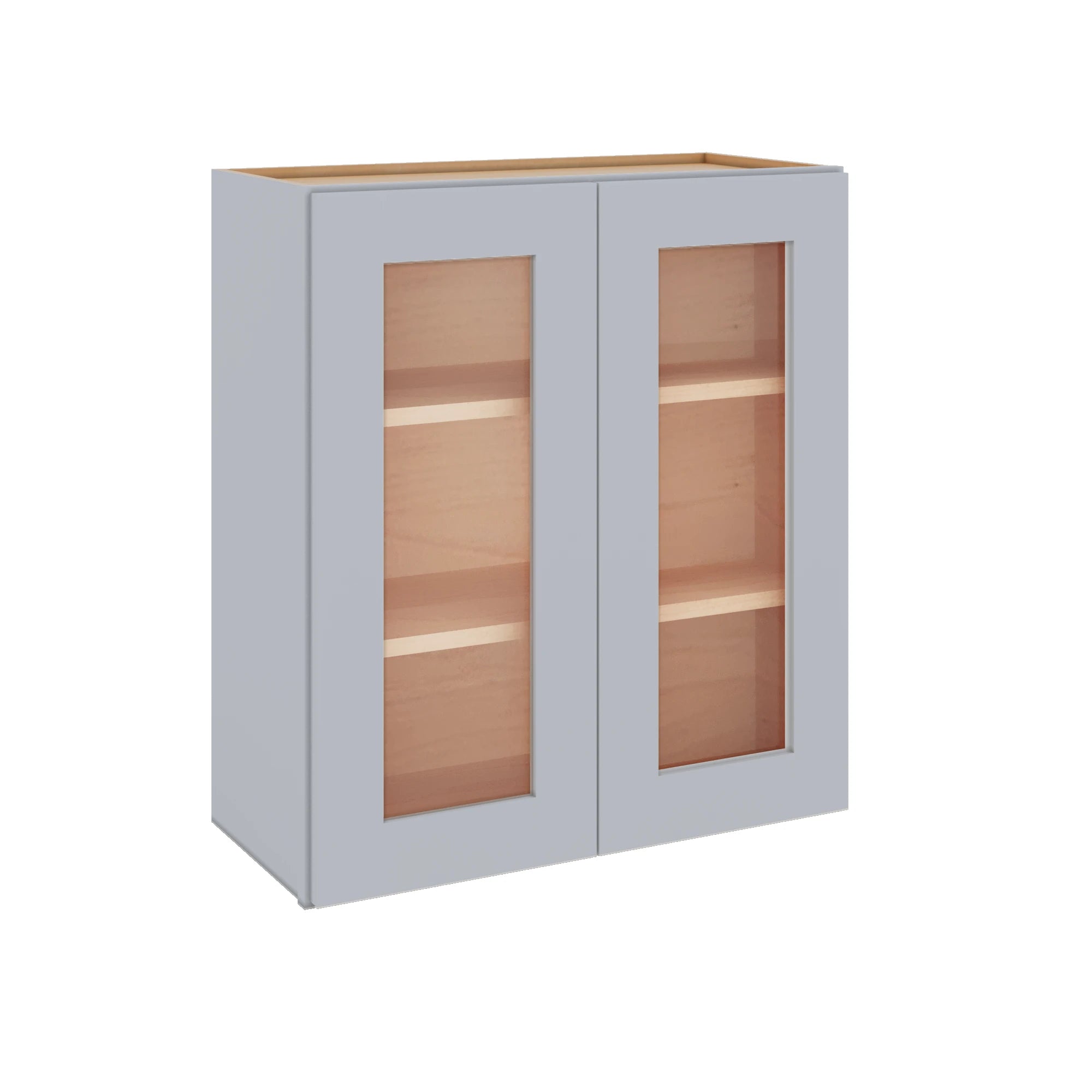 Modernform Cabinet Grey Shaker 30" W X 30" H X 12" D Double Glass Door Wall Cabinet